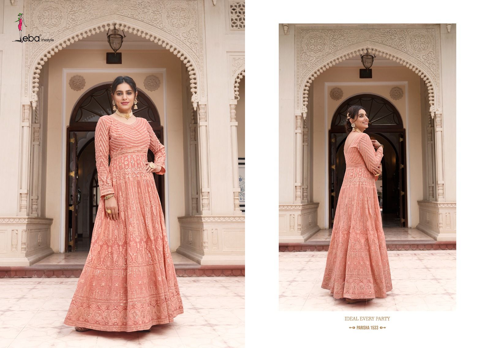 Eba Lifstyle Parisha Georgette Heavy Embroidery Designer Ready Made Anarkali Suits Wholesaler Surat