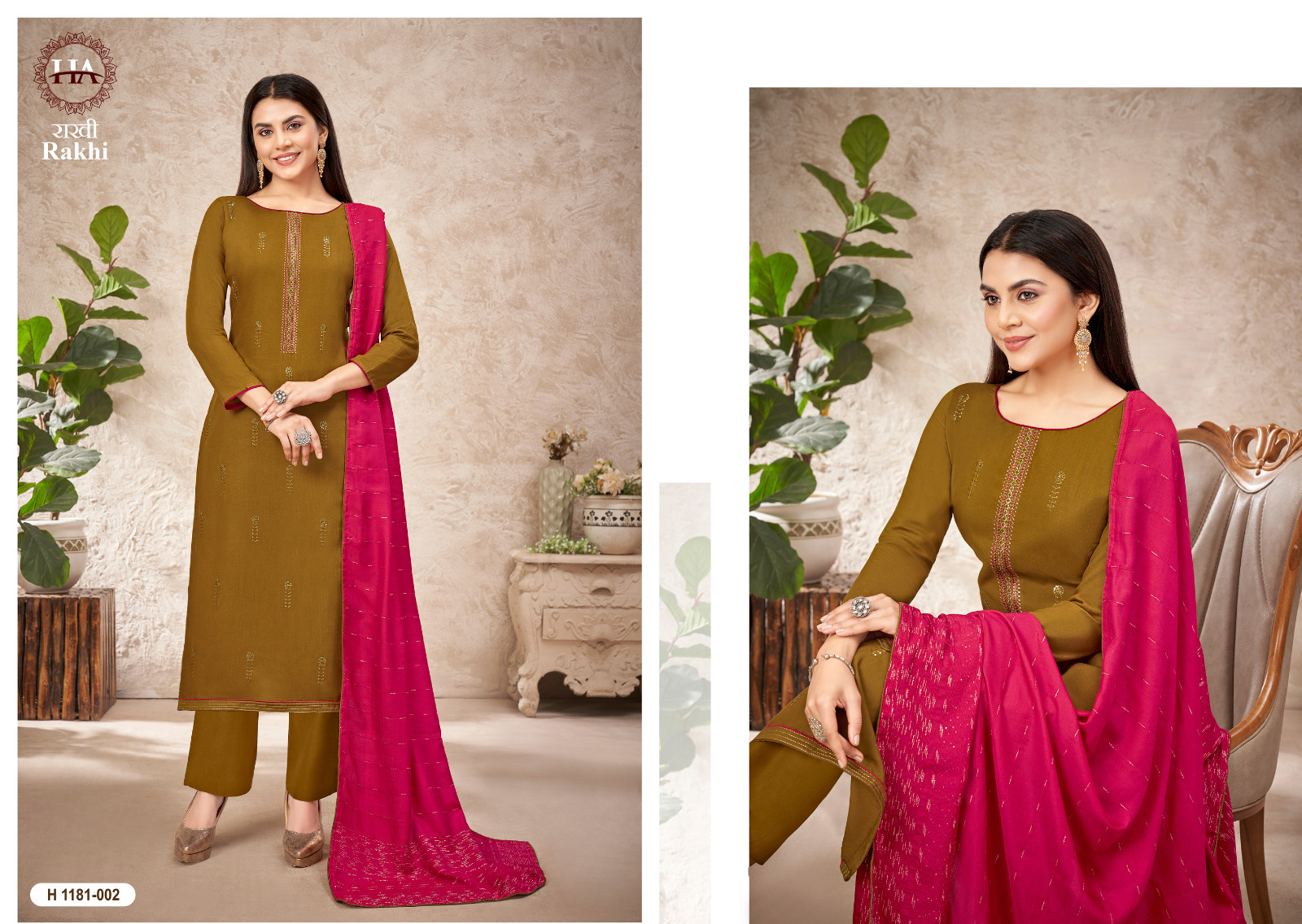 Harshit Fashion Hub Rakhi Rayon Slub With Embroidery Designer Suits Wholesaler Surat