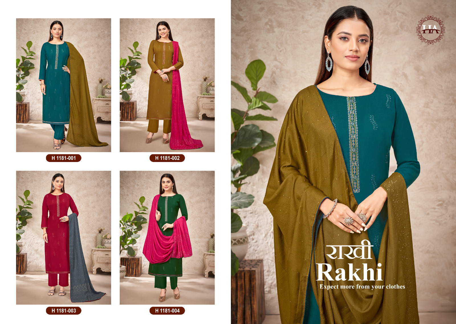 Harshit Fashion Hub Rakhi Rayon Slub With Embroidery Designer Suits Wholesaler Surat
