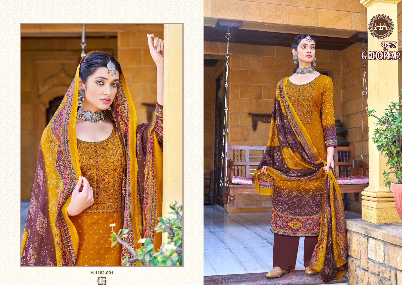 Harshit Fashion Hub Ghoomer Edition Vol 3 Jam Cotton Digital Print With Fancy Work Suits Wholesaler Surat