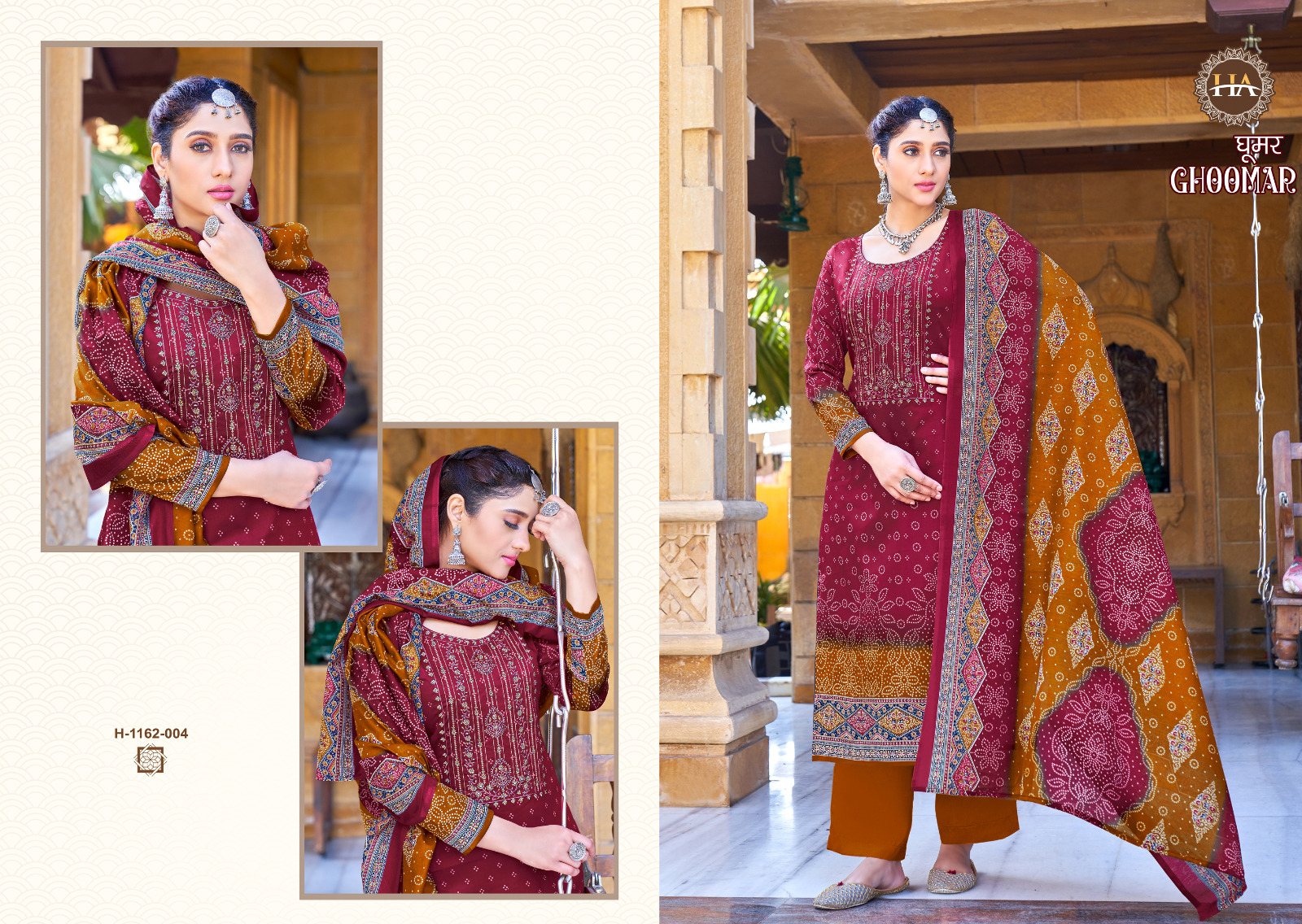Harshit Fashion Hub Ghoomer Edition Vol 3 Jam Cotton Digital Print With Fancy Work Suits Wholesaler Surat