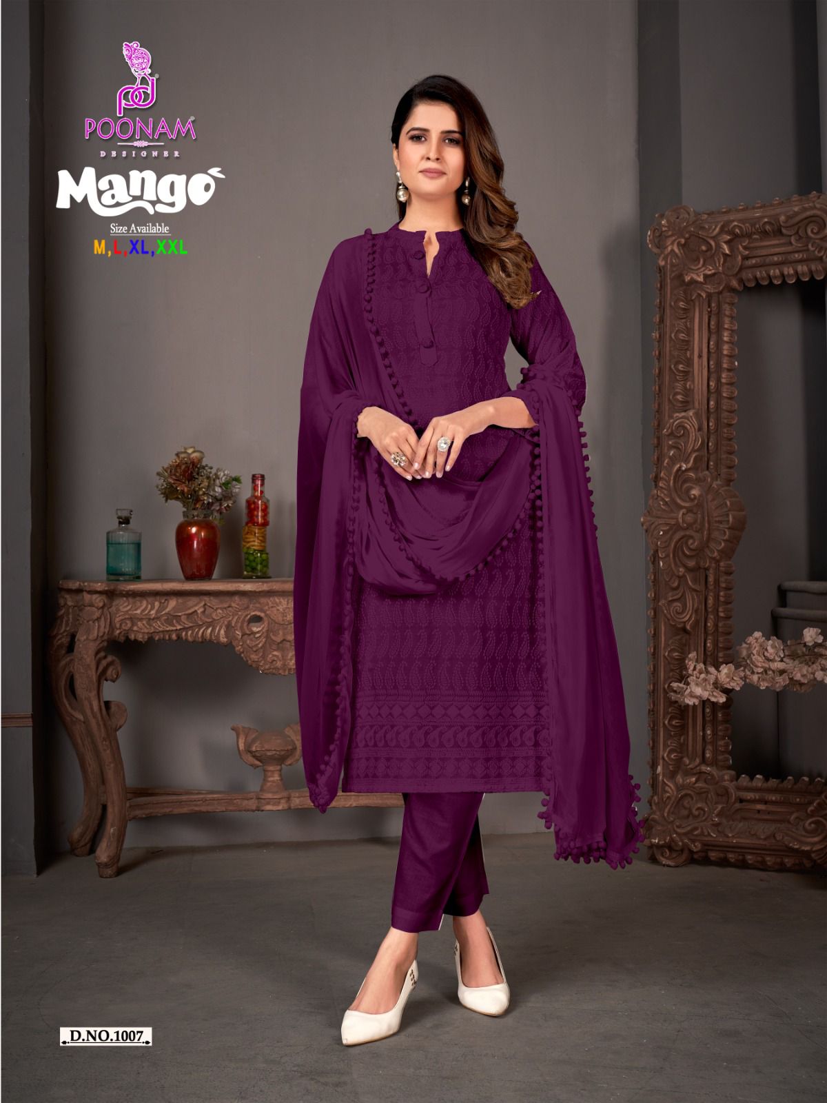 Poonam Designer Mango Chikan Rayon Fancy Kurti Combo Best Wholesale Rate Surat