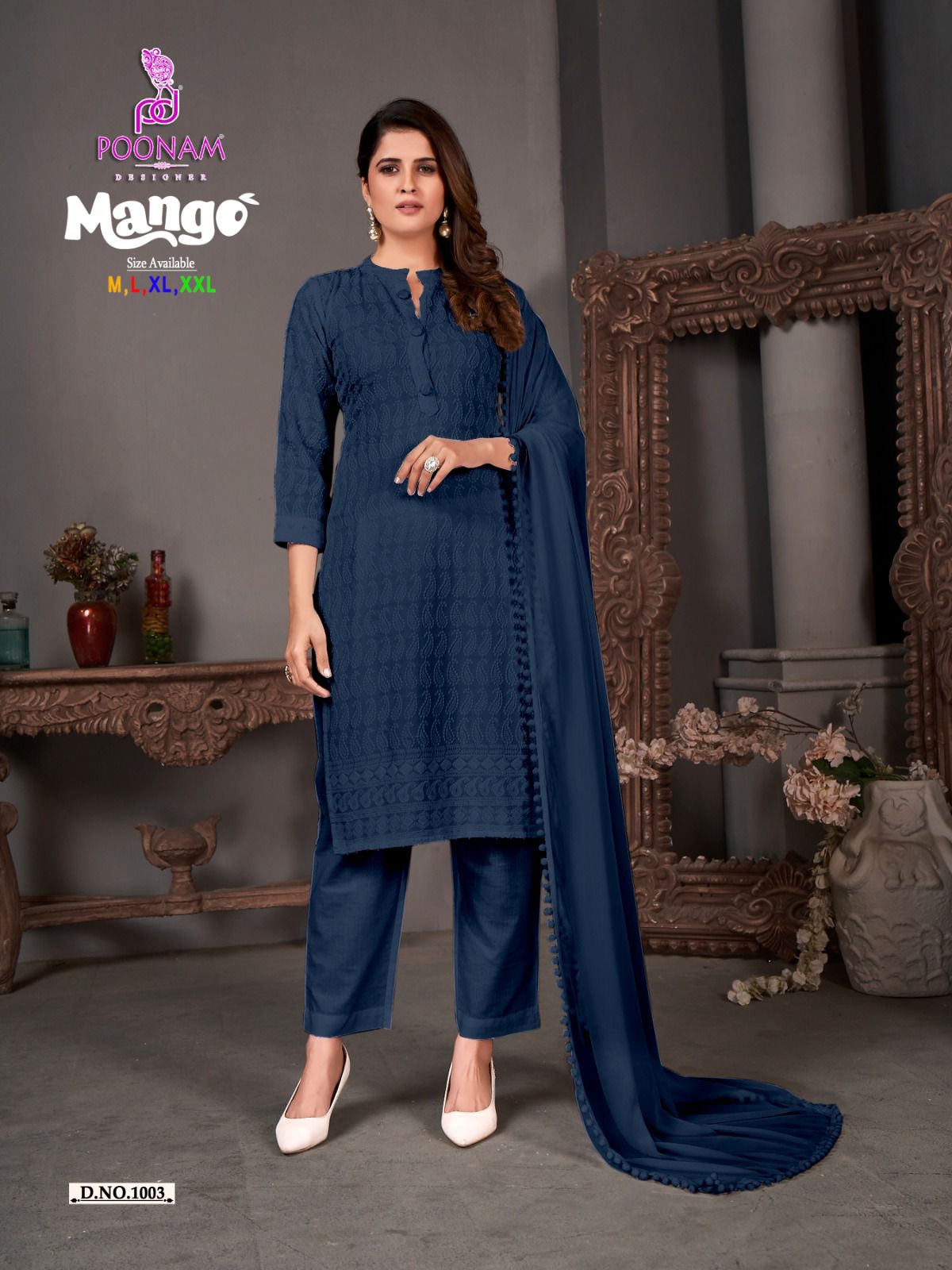 Poonam Designer Mango Chikan Rayon Fancy Kurti Combo Best Wholesale Rate Surat