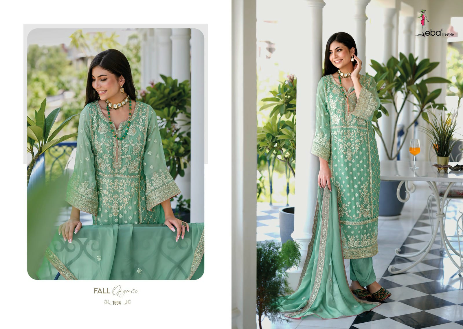 Eba Lifestyle Aanaya Organza Beautiful Embroidery Designer Suits Wholesaler Surat
