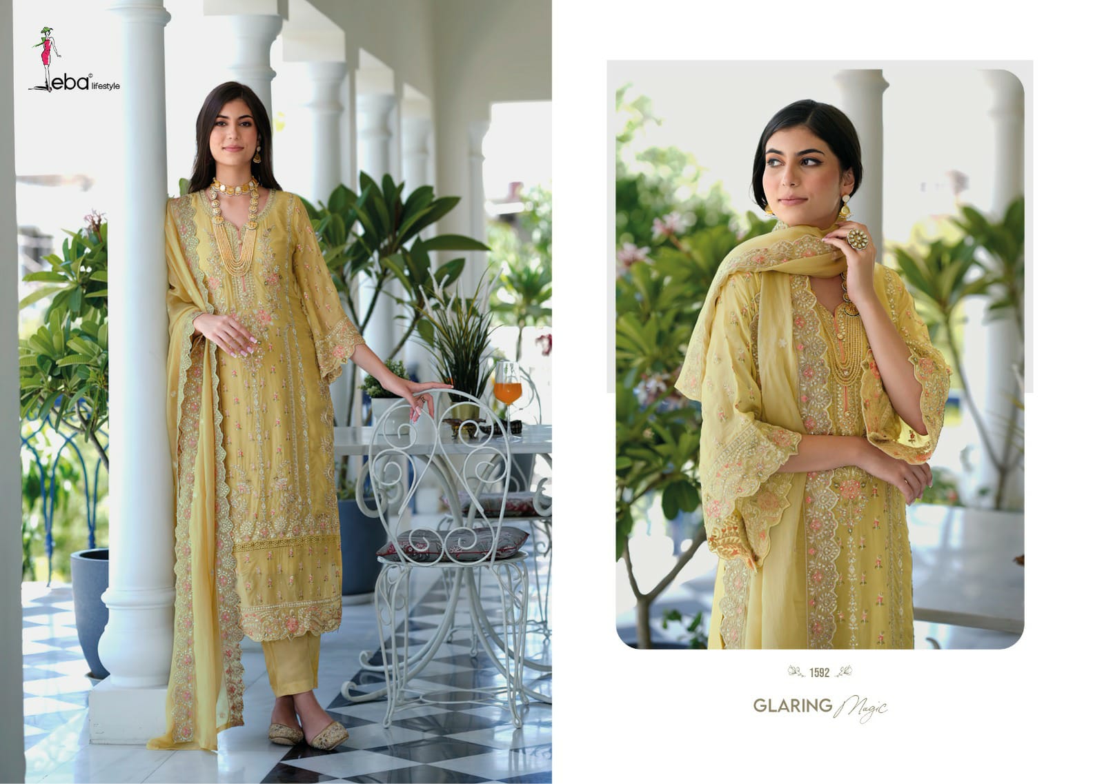 Eba Lifestyle Aanaya Organza Beautiful Embroidery Designer Suits Wholesaler Surat