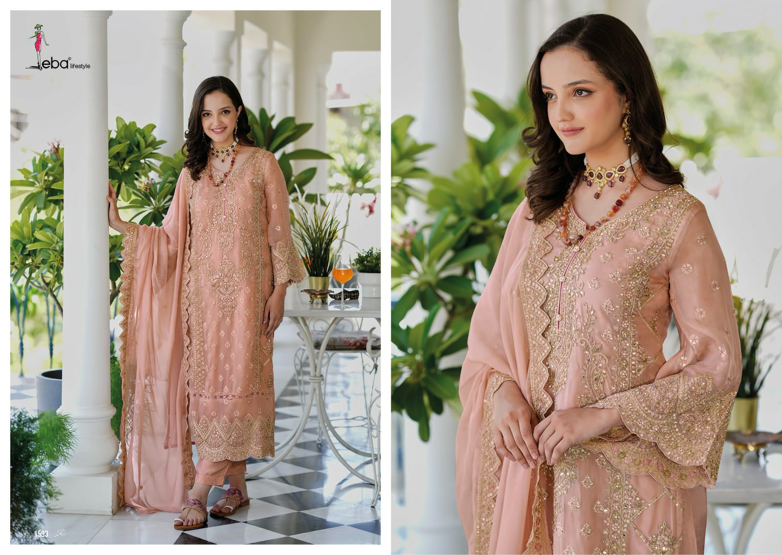 Eba Lifestyle Aanaya Organza Beautiful Embroidery Designer Suits Wholesaler Surat