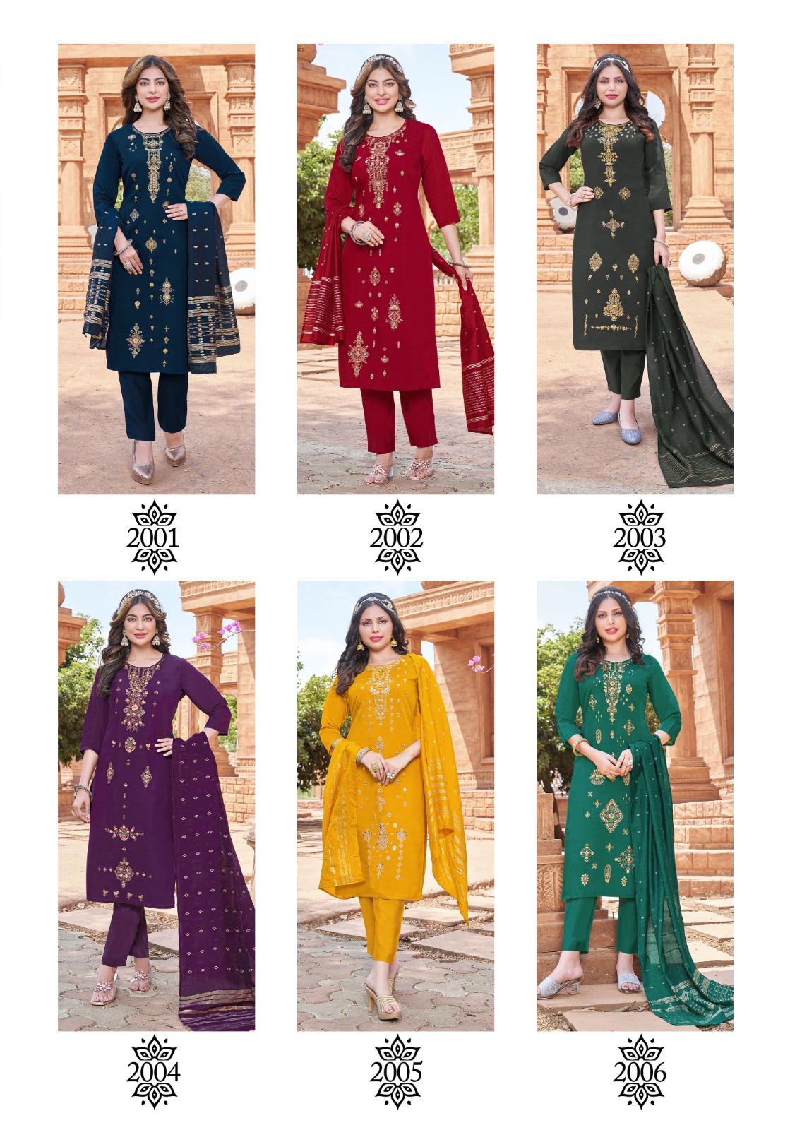 Pink Mirror Tiara Viscose Silk With Embroidery Designer Heavy Kurti Combo Set Wholesaler Surat