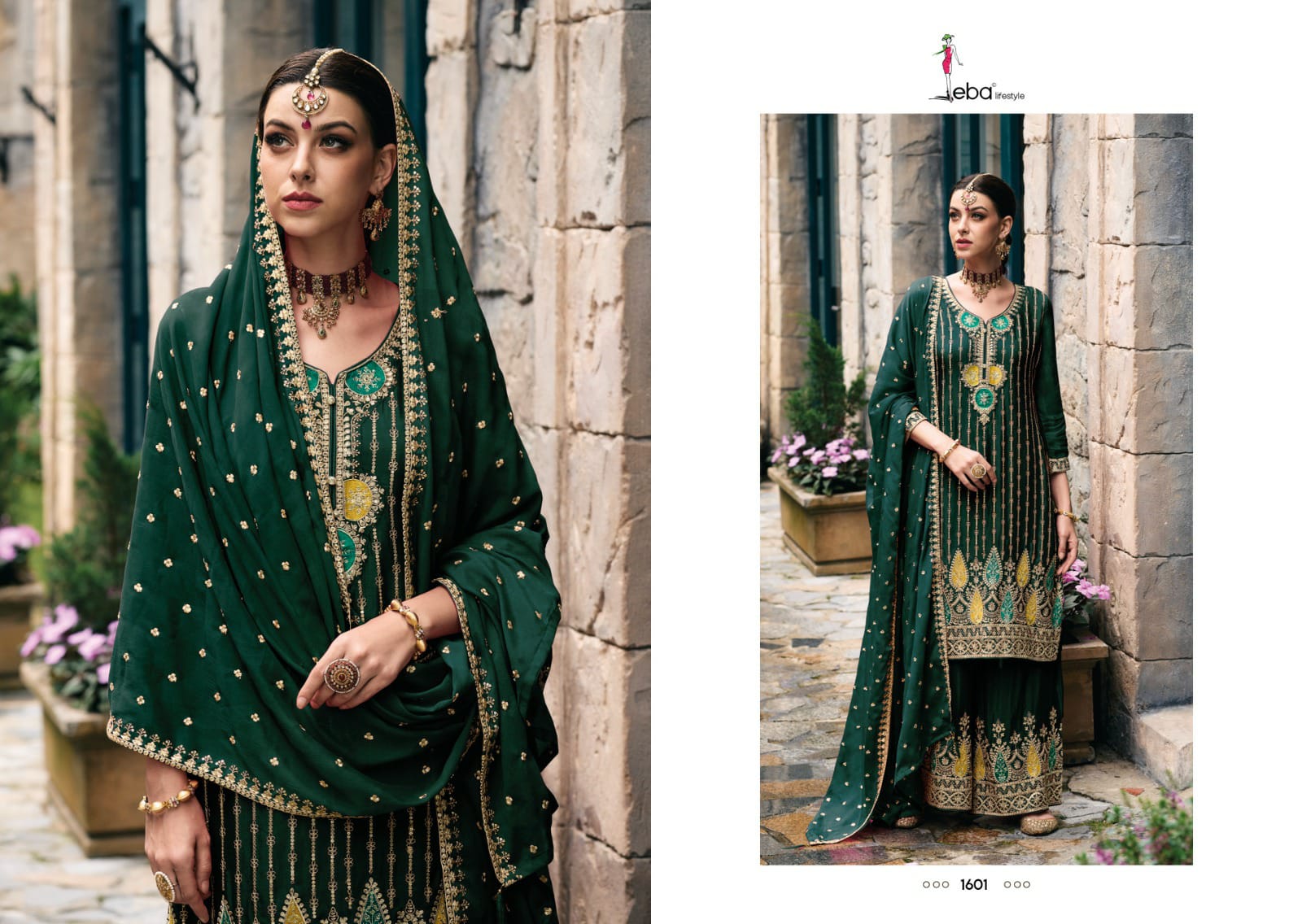 Eba Lifestyle Alka Chinon With Beautiful Heavy Embroidery Designer Festive Wear Suits Wholesaler Surat