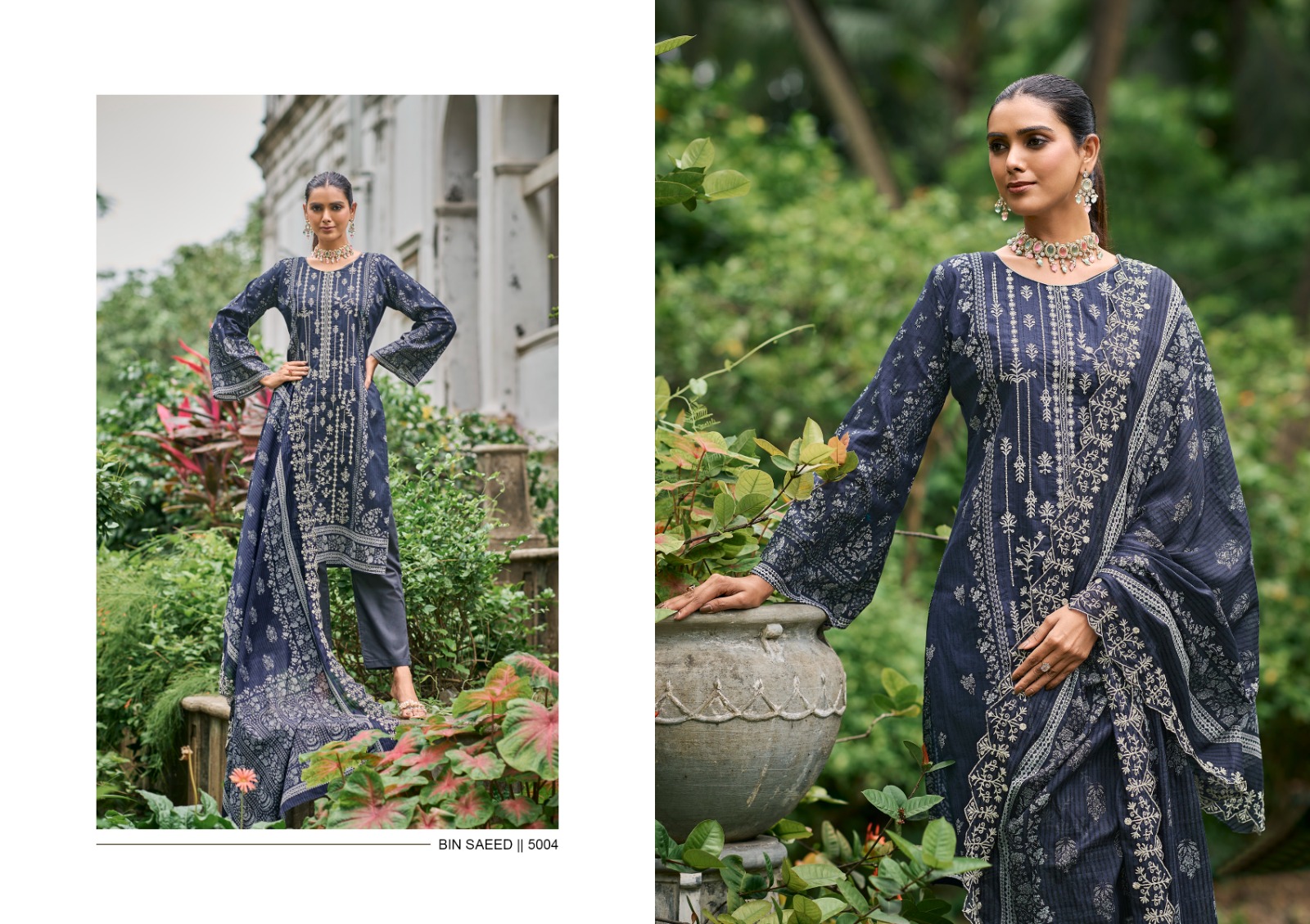 Sharaddha Designer Bin Saeed Lawn Collection Vol 5 Cotton With Self Embroidery Designer Suits Wholesaler Surat