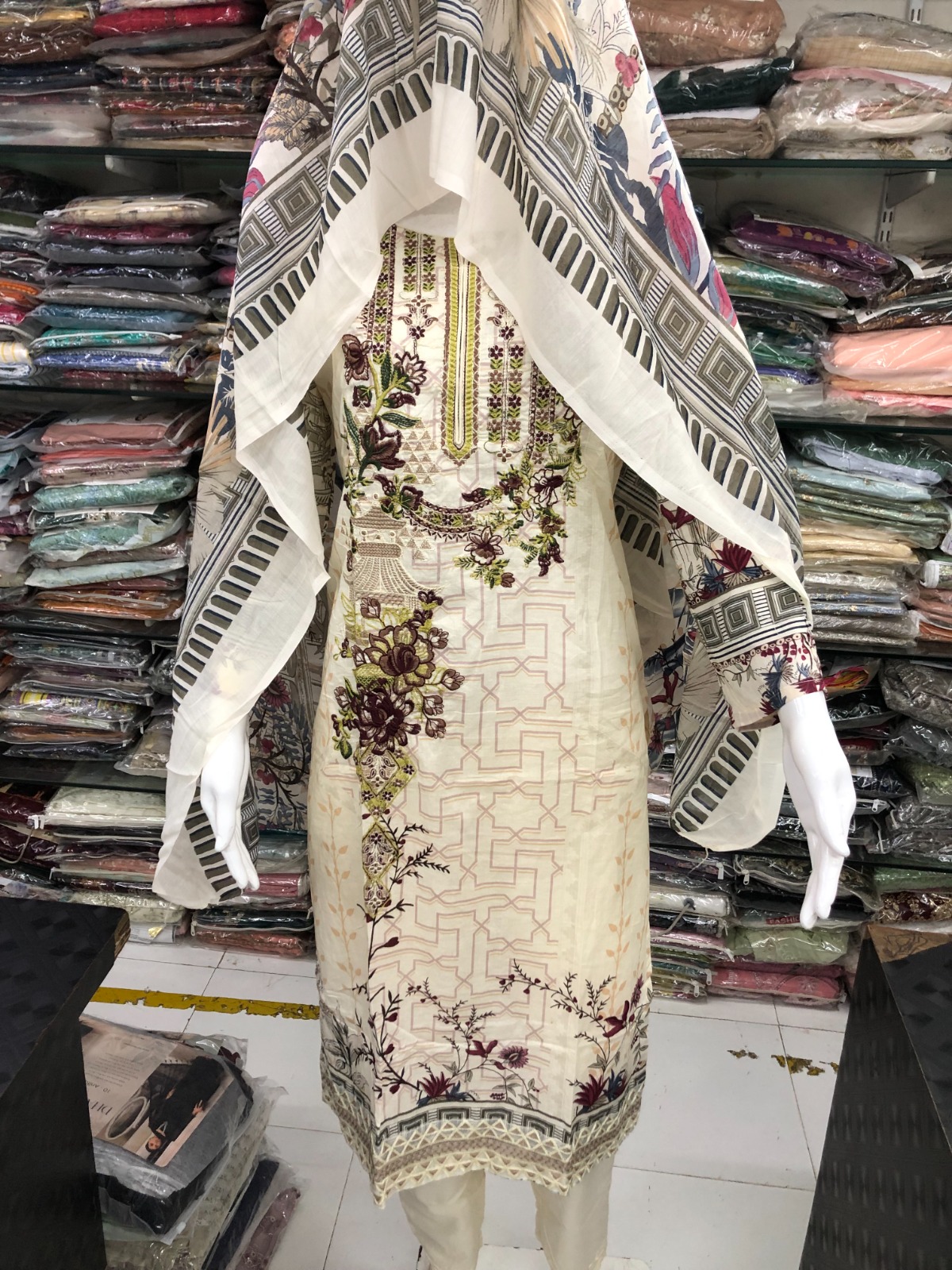 Sharaddha Designer Mahgul Chevron Vol 1 Lawn Cotton Print With Embroidery Work Suits Wholesaler Surat