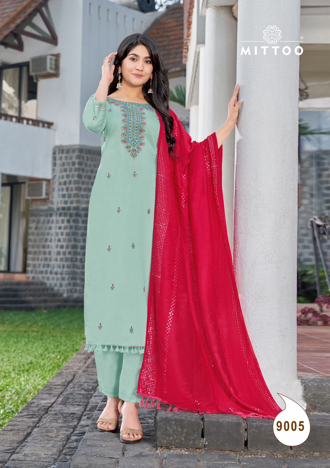 Mittoo Mosam Viscose Weaving Fancy Embroidery Designer Kurti With Pant & Dupatta Combo Wholesaler Surat
