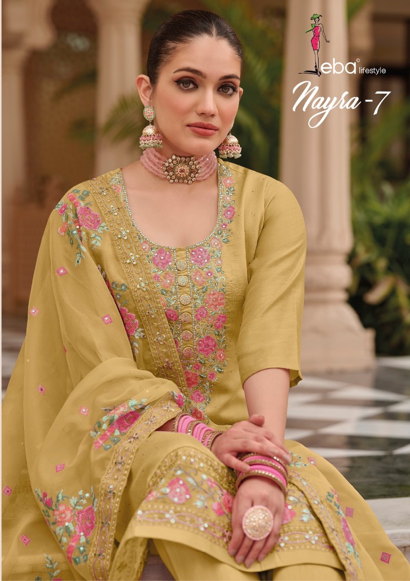 Eba Lifestyle Nyra Vol 7 Viscose Silk With Heavy Embroidery Designer Festive Wear Suits Wholesaler Surat