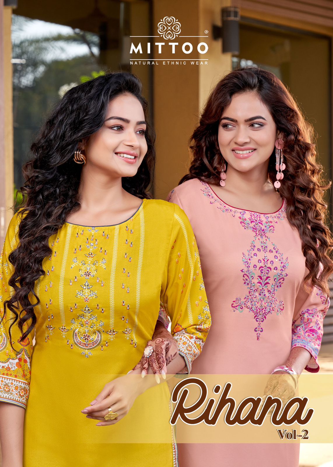 Mittoo Rihana Vol 2 Rayon Print With Hand Work Designer Fancy Wear Kurtis Wholesaler Surat