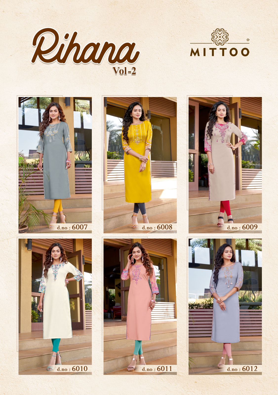 Mittoo Rihana Vol 2 Rayon Print With Hand Work Designer Fancy Wear Kurtis Wholesaler Surat