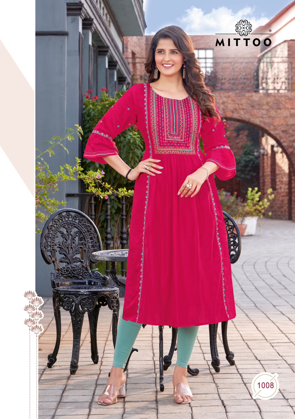 Mittoo Sargam Vol 2 Wrinkle Rayon Embroidery Work Fancy Kurtis For Ladies At Best Wholesale Rate Surat