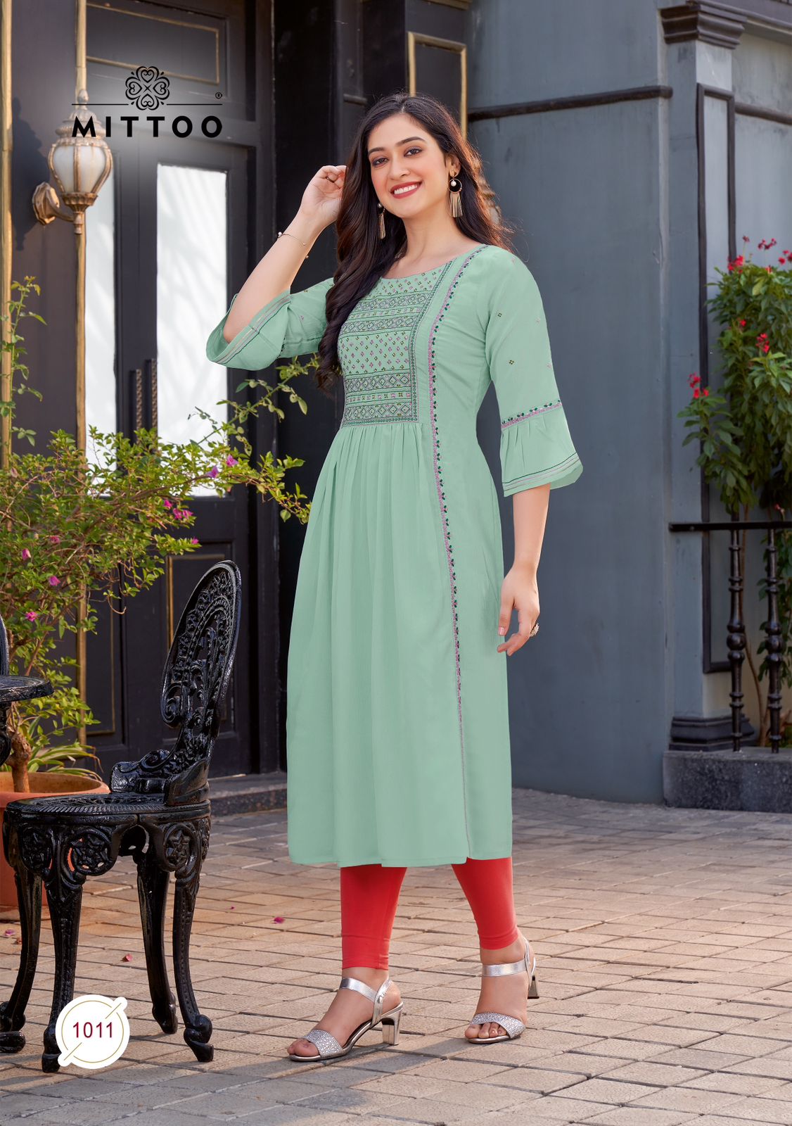Mittoo Sargam Vol 2 Wrinkle Rayon Embroidery Work Fancy Kurtis For Ladies At Best Wholesale Rate Surat