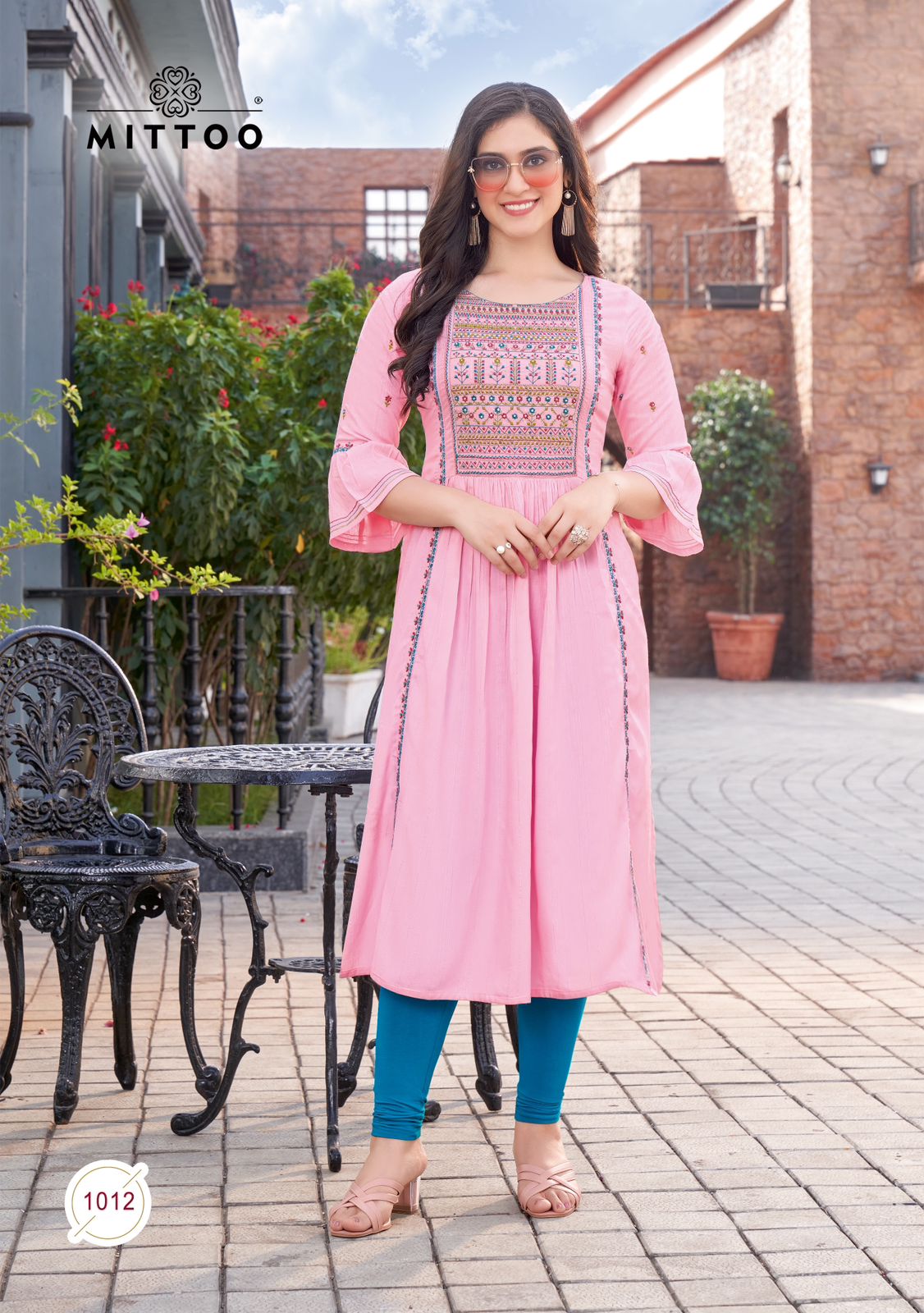 Mittoo Sargam Vol 2 Wrinkle Rayon Embroidery Work Fancy Kurtis For Ladies At Best Wholesale Rate Surat