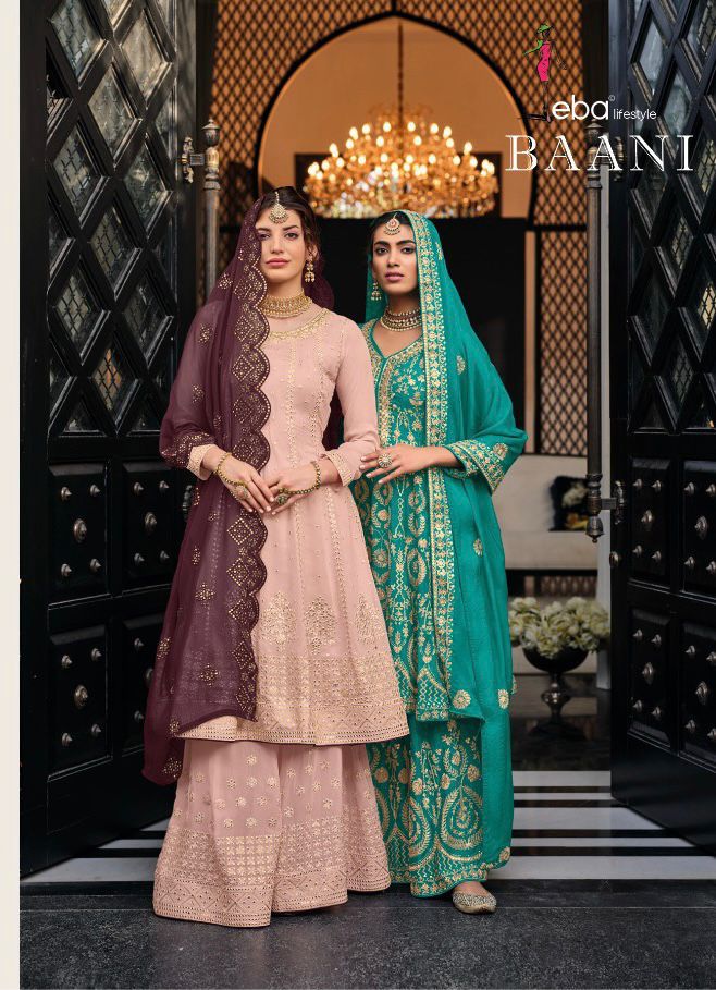 Eba Lifestyle Baani Georgette With Heavy Embroidery Designer Ready Made Plazzo Suits Wholesaler Surat