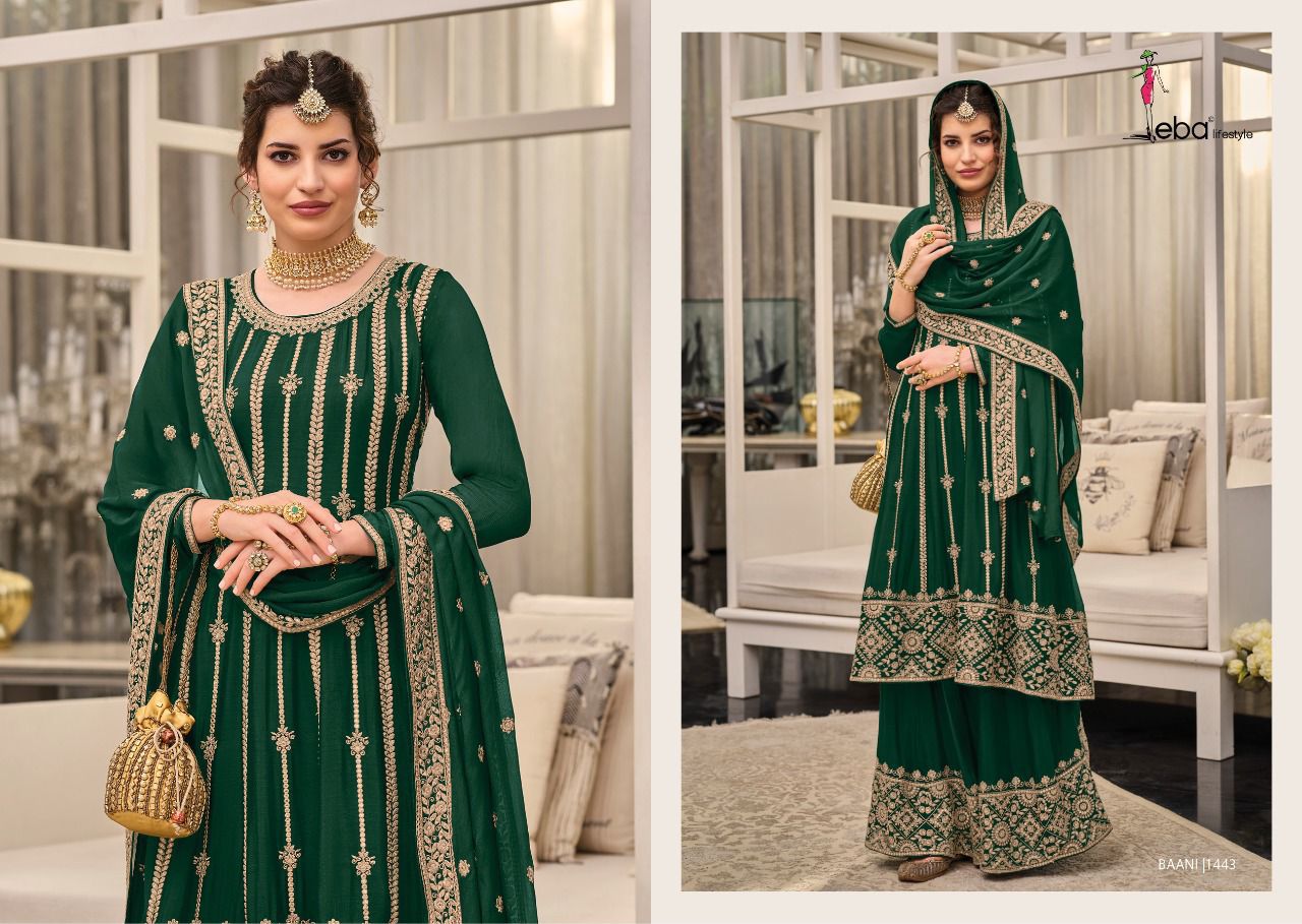 Eba Lifestyle Baani Georgette With Heavy Embroidery Designer Ready Made Plazzo Suits Wholesaler Surat
