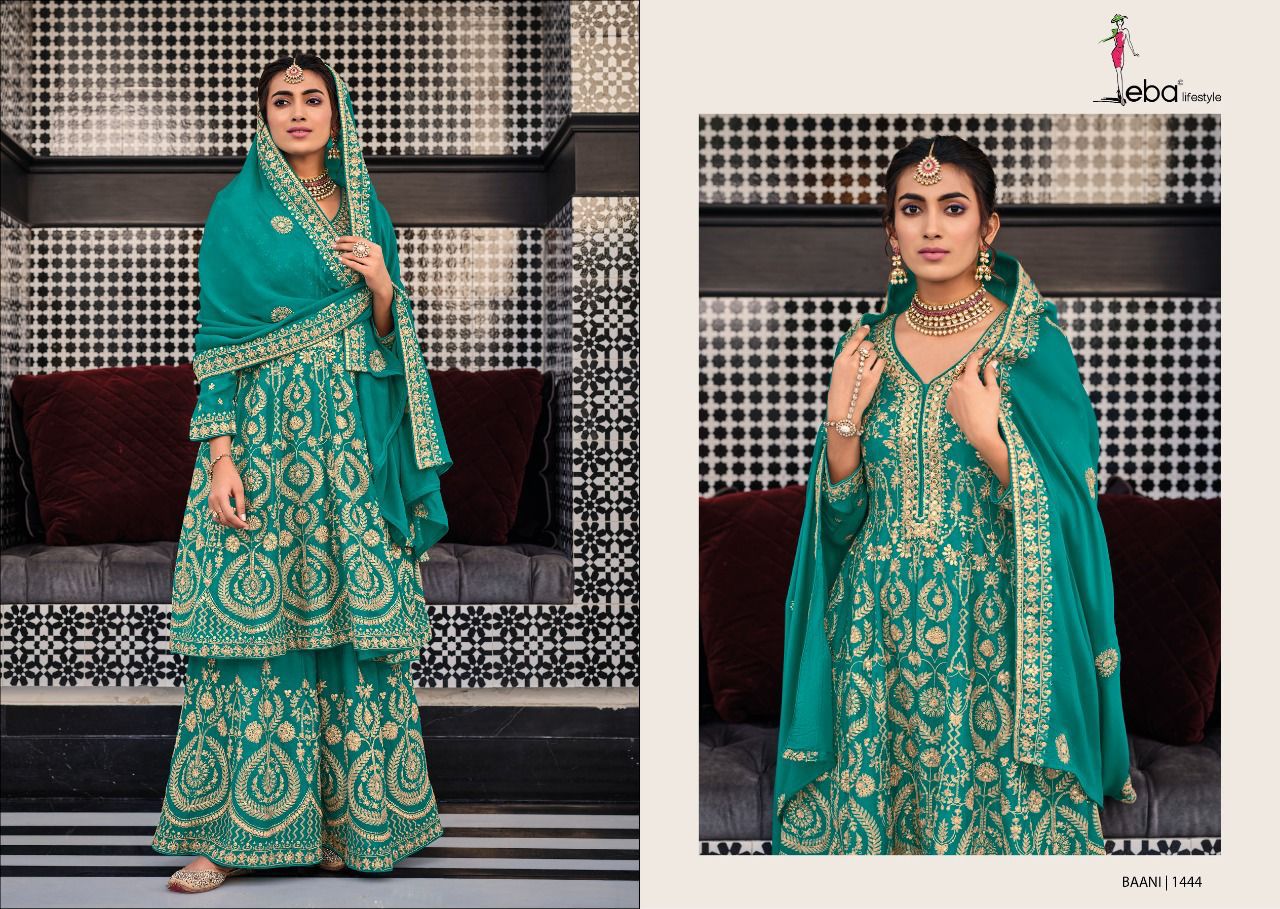 Eba Lifestyle Baani Georgette With Heavy Embroidery Designer Ready Made Plazzo Suits Wholesaler Surat