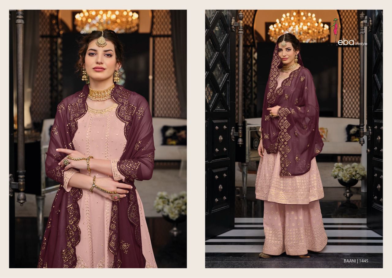 Eba Lifestyle Baani Georgette With Heavy Embroidery Designer Ready Made Plazzo Suits Wholesaler Surat