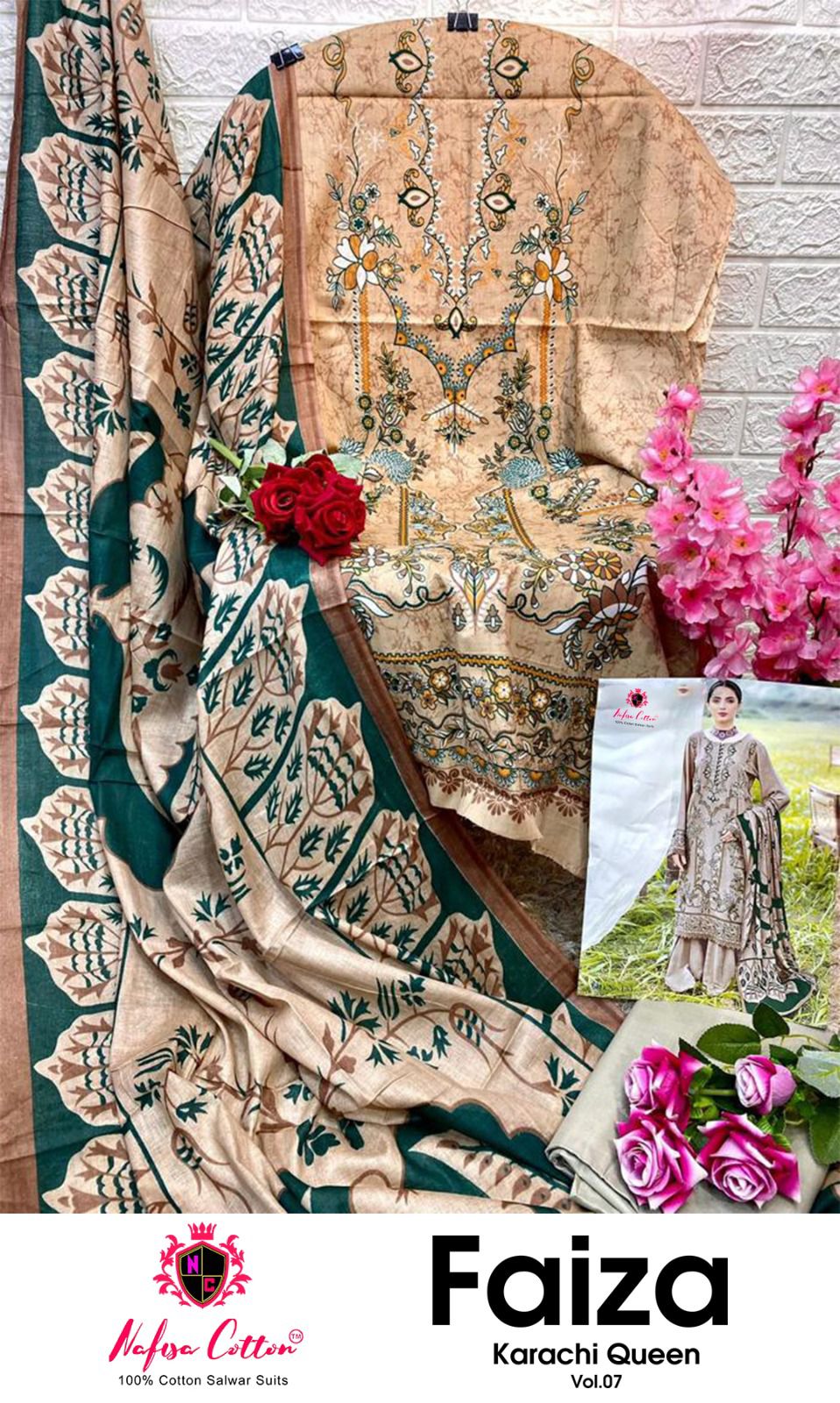 Nafisa Cotton Faiza Karachi Queen Vol 7 Printed Karachi Cotton Suits Wholesaler Surat