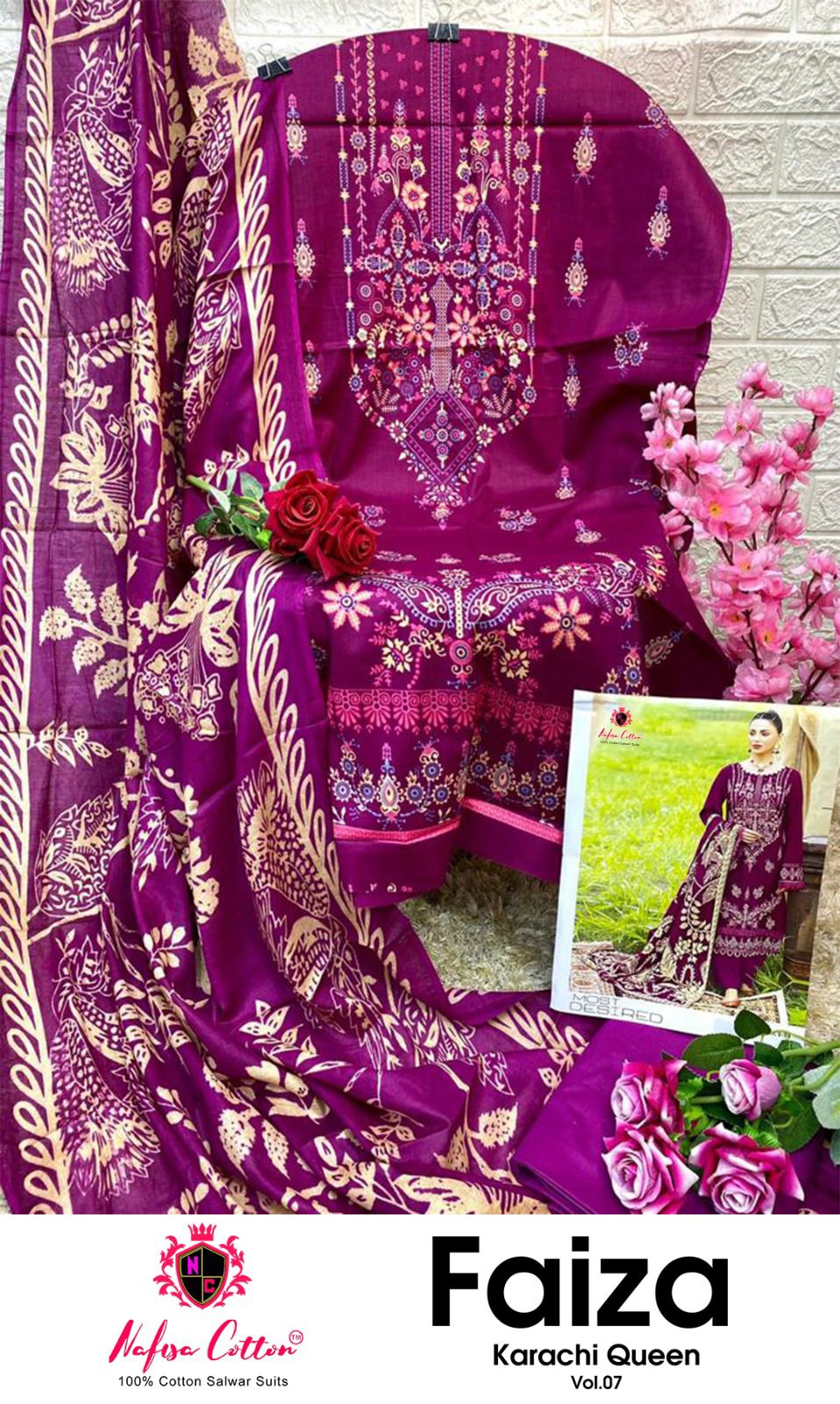 Nafisa Cotton Faiza Karachi Queen Vol 7 Printed Karachi Cotton Suits Wholesaler Surat