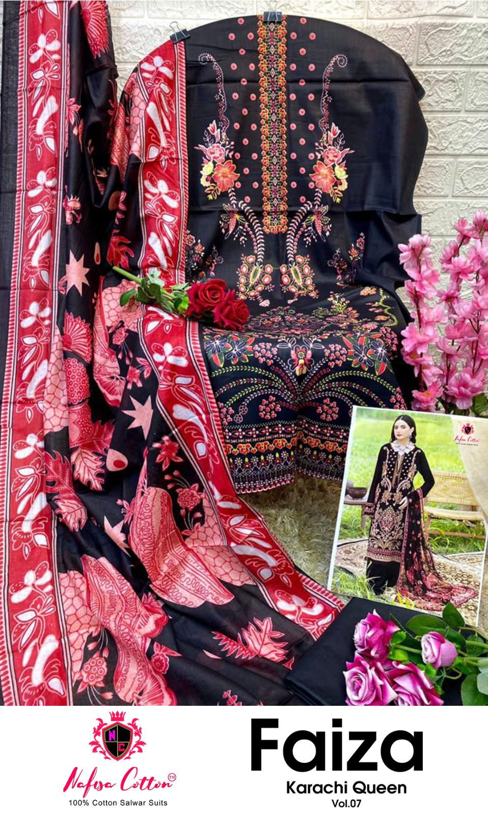 Nafisa Cotton Faiza Karachi Queen Vol 7 Printed Karachi Cotton Suits Wholesaler Surat