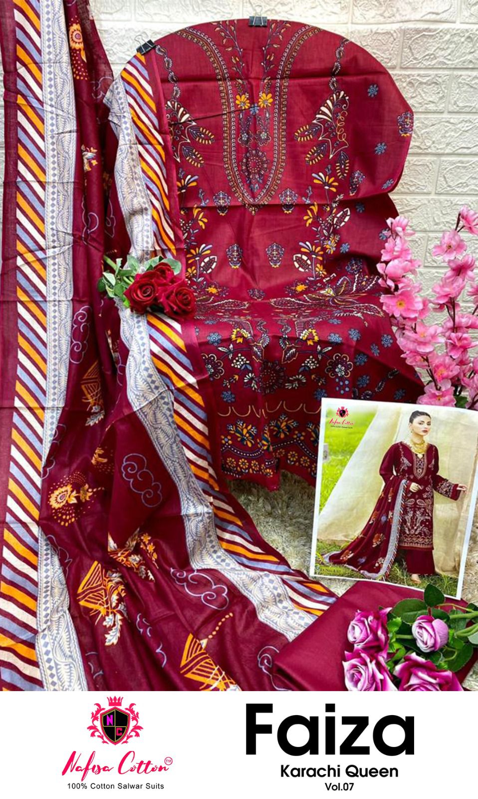 Nafisa Cotton Faiza Karachi Queen Vol 7 Printed Karachi Cotton Suits Wholesaler Surat