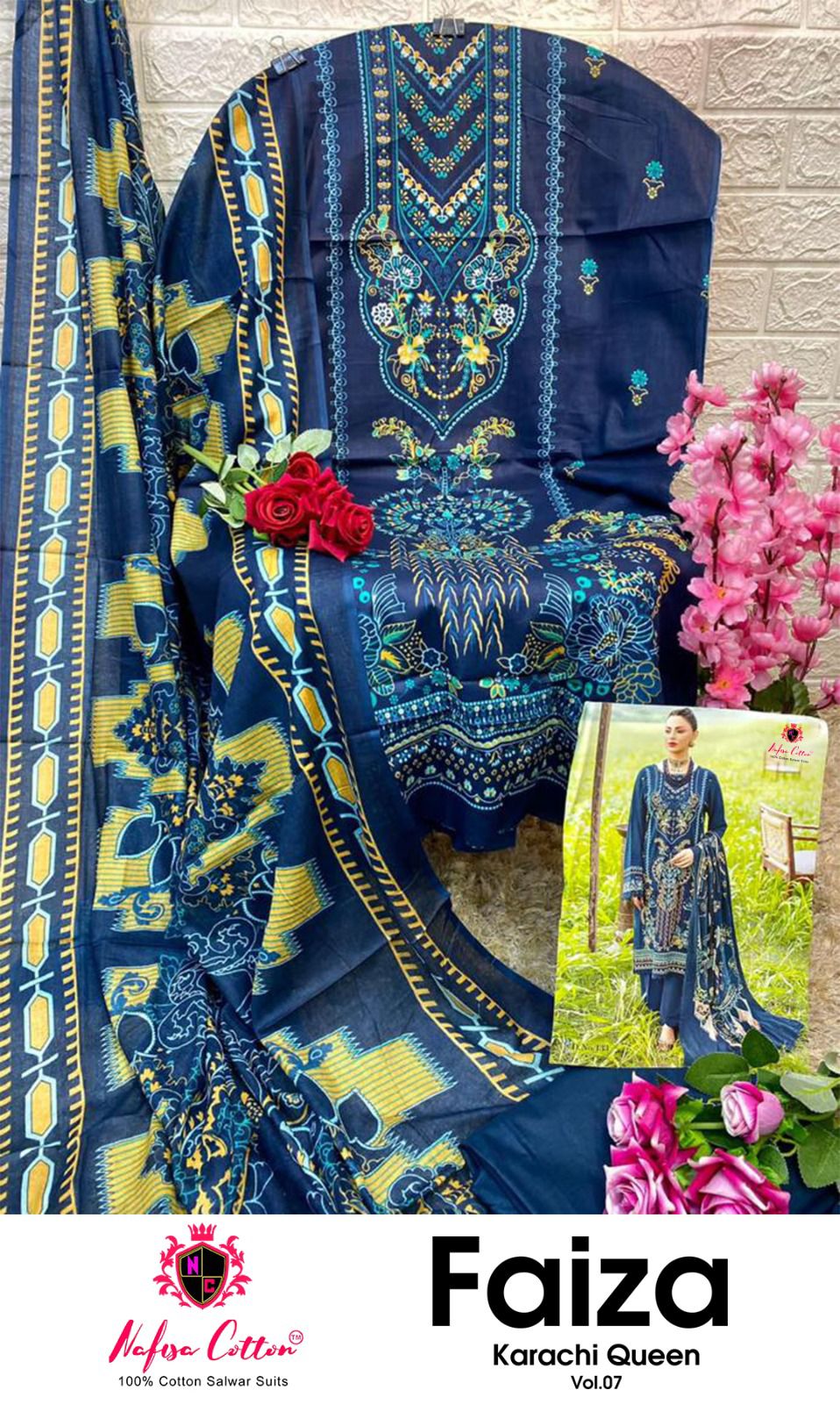 Nafisa Cotton Faiza Karachi Queen Vol 7 Printed Karachi Cotton Suits Wholesaler Surat