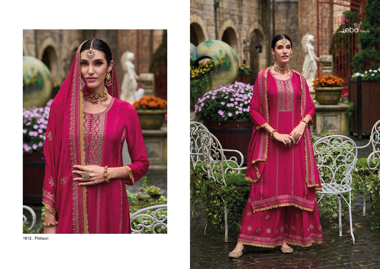 Eba Lifestyle Fhillauri Chinon With Heavy Embroidery Designer Festive Wear Suits Wholesaler Surat