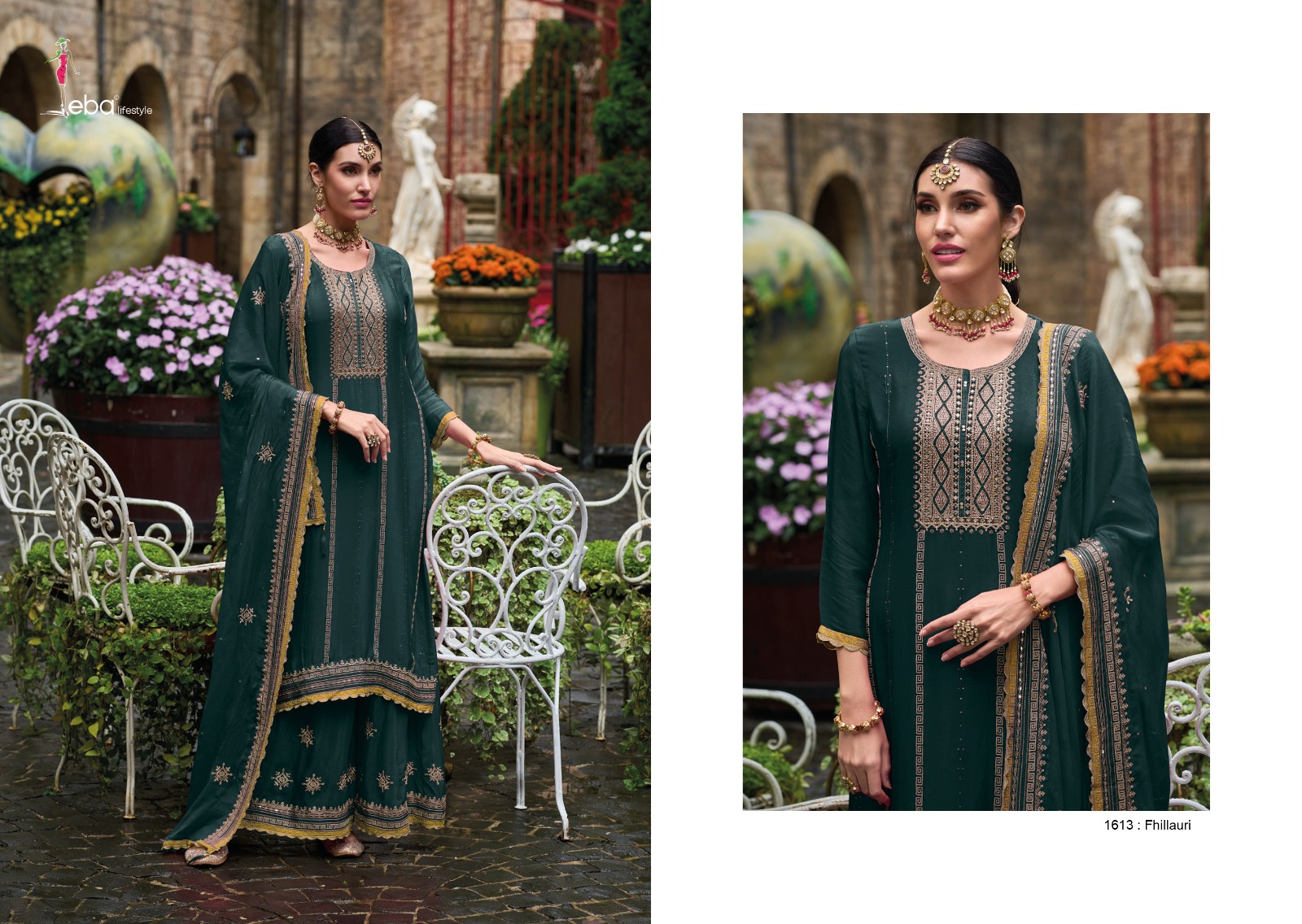 Eba Lifestyle Fhillauri Chinon With Heavy Embroidery Designer Festive Wear Suits Wholesaler Surat