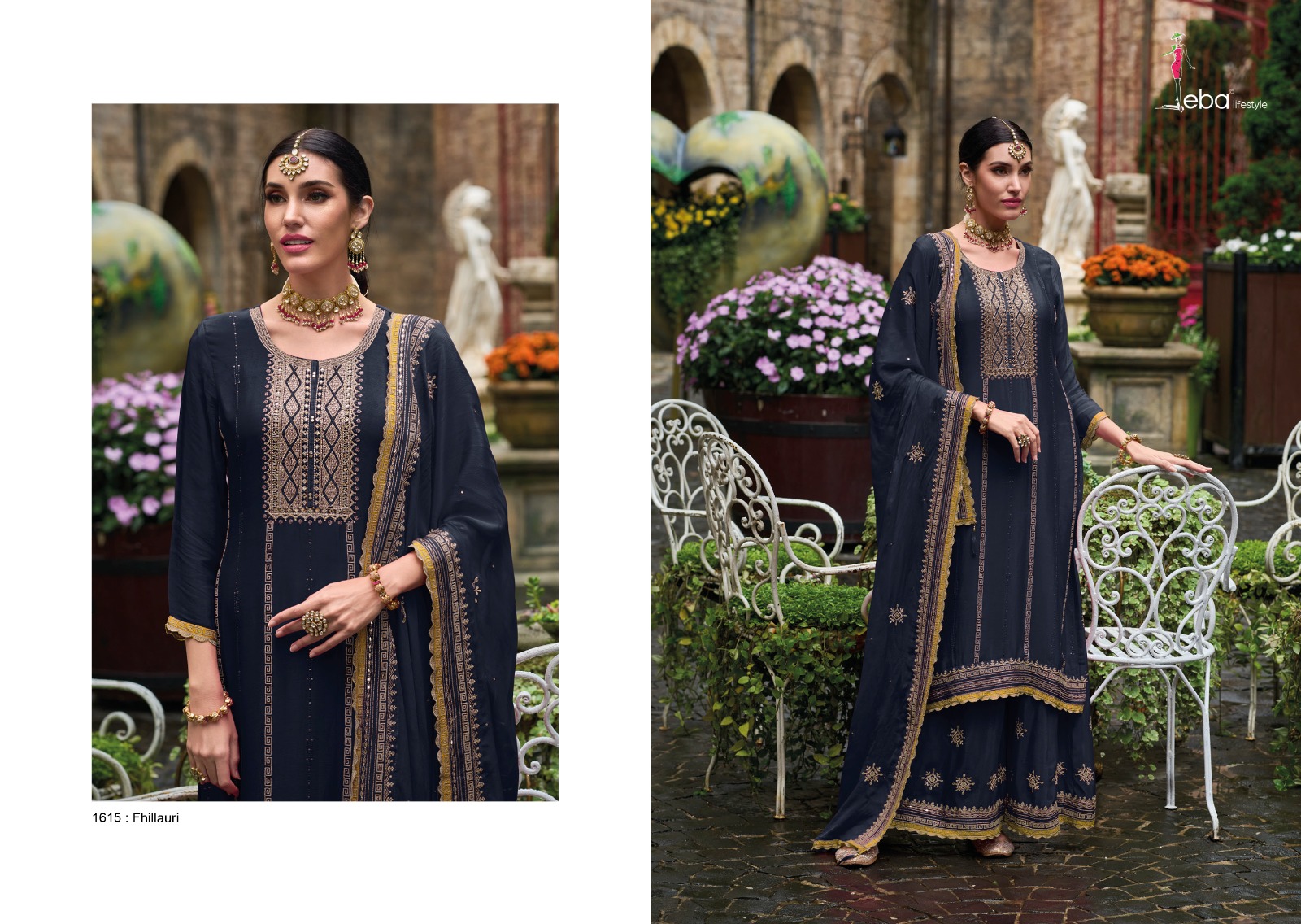 Eba Lifestyle Fhillauri Chinon With Heavy Embroidery Designer Festive Wear Suits Wholesaler Surat