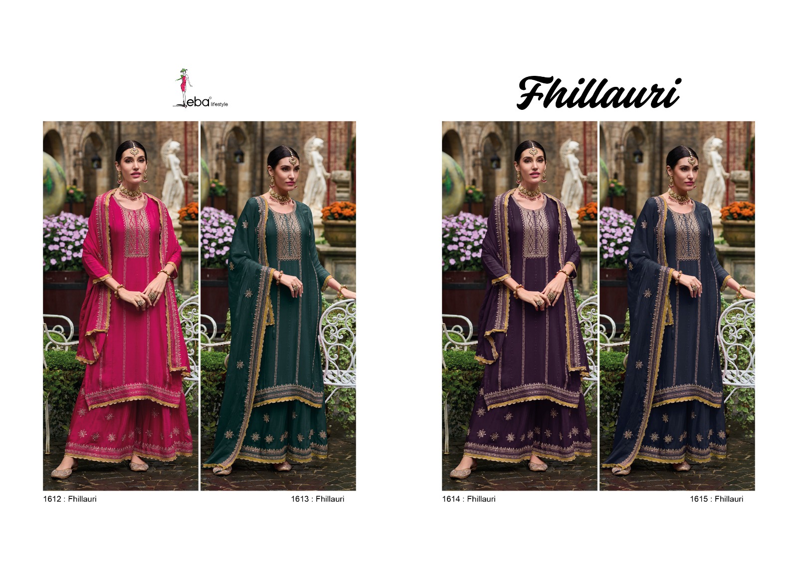Eba Lifestyle Fhillauri Chinon With Heavy Embroidery Designer Festive Wear Suits Wholesaler Surat