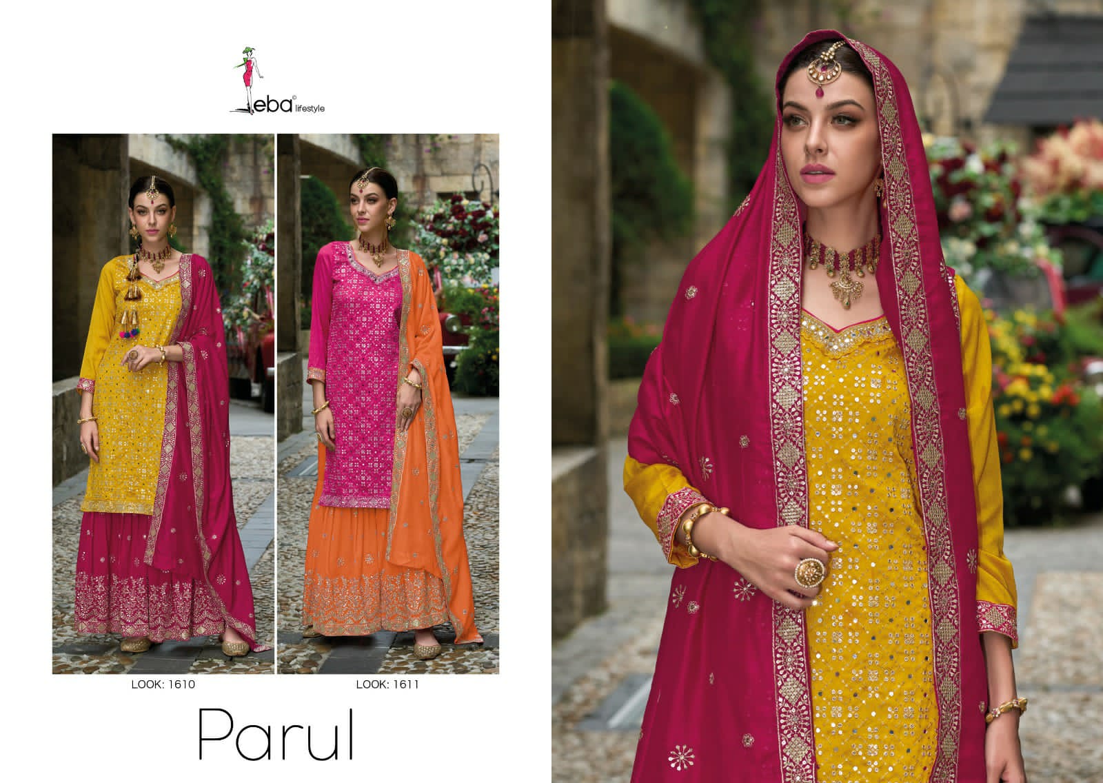 Eba Lifestyle Parul Premium Silk With Heavy Embroidery Designer Suits Wholesaler Surat