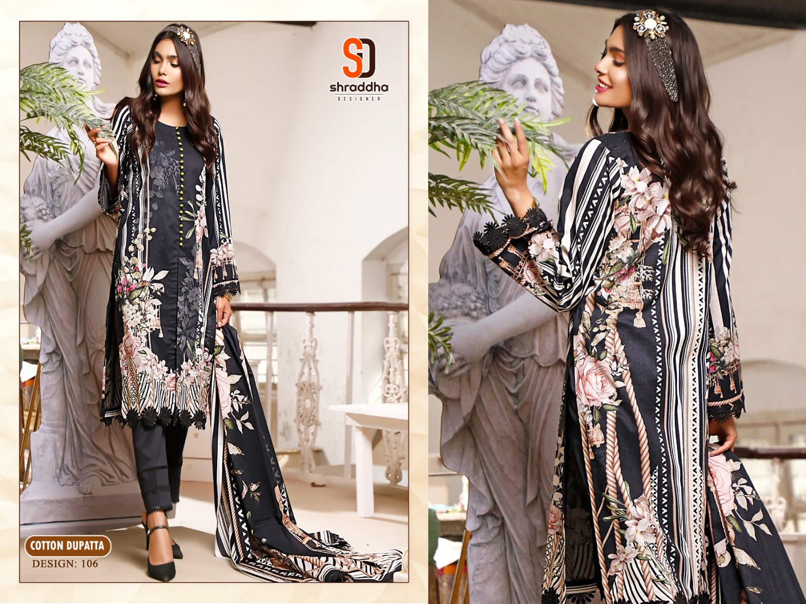 Sharaddha Designer Ready Made Collection Cotton Embroidery Designer Salwar Kameez Wholesaler Surat