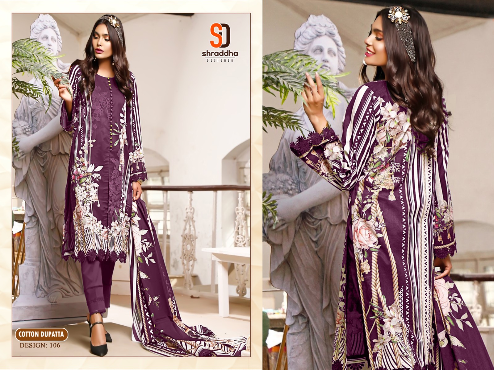 Sharaddha Designer Ready Made Collection Cotton Embroidery Designer Salwar Kameez Wholesaler Surat