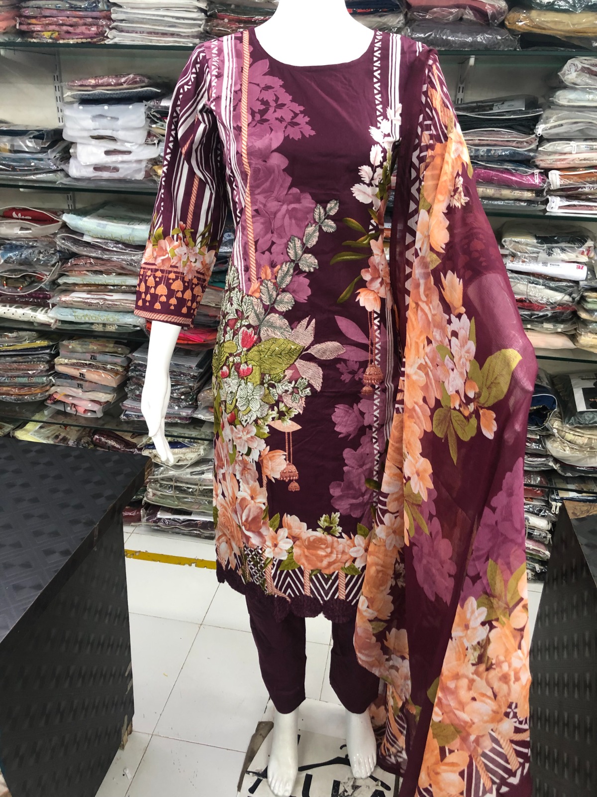 Sharaddha Designer Ready Made Collection Cotton Embroidery Designer Salwar Kameez Wholesaler Surat