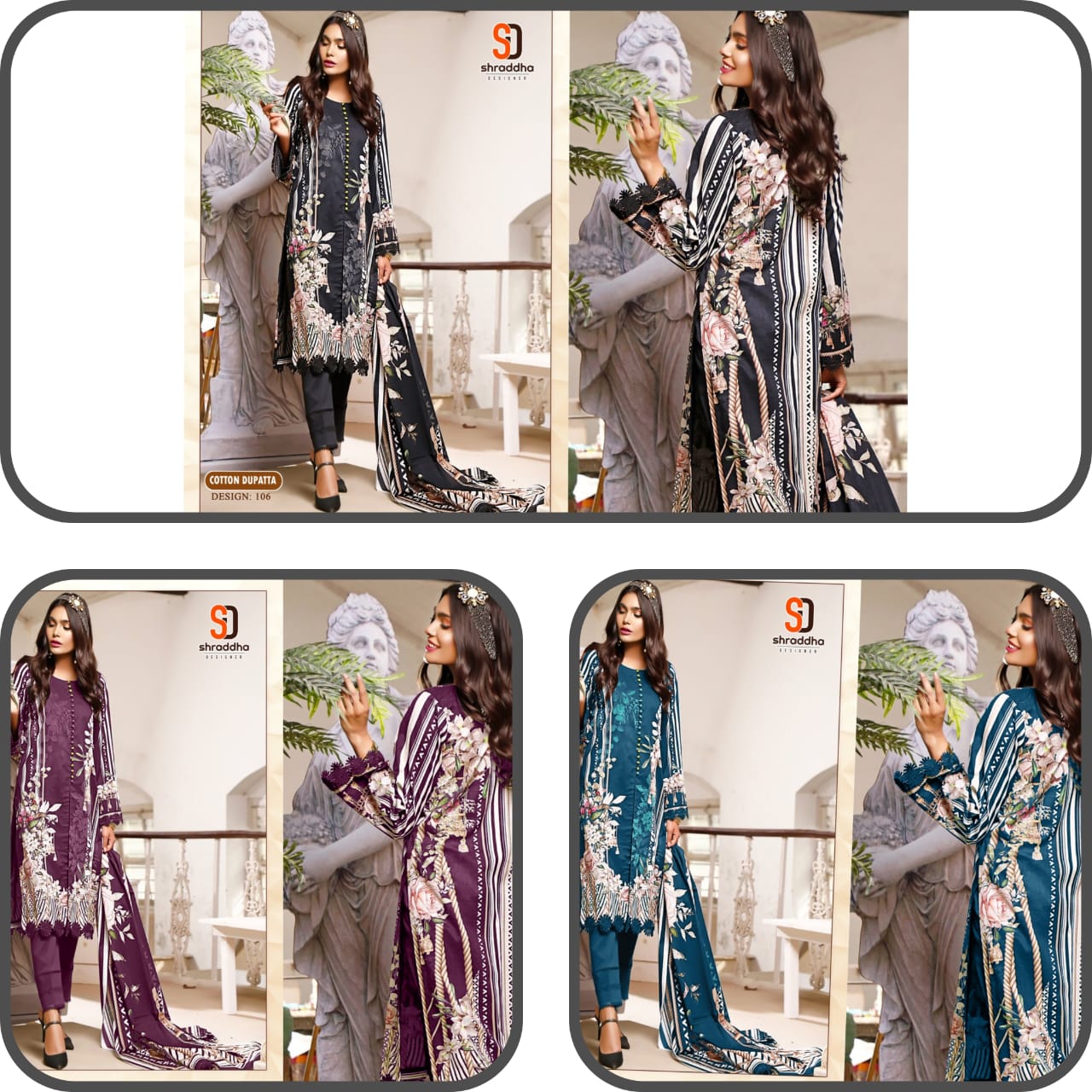Sharaddha Designer Ready Made Collection Cotton Embroidery Designer Salwar Kameez Wholesaler Surat
