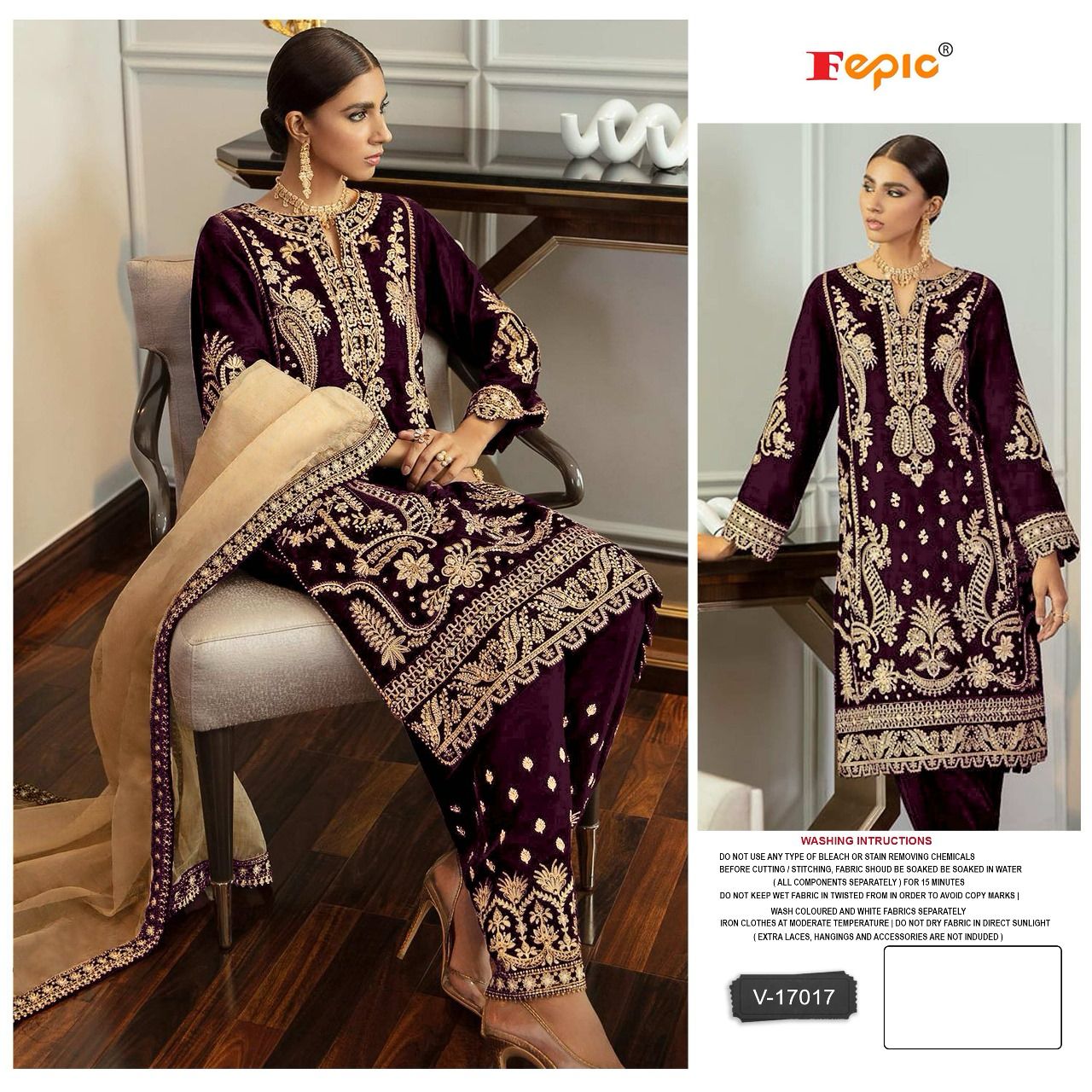 FEPIC ROSEMEEN V 17017 VELVET HEAVY EMBROIDERED PAKISTANI SUIT