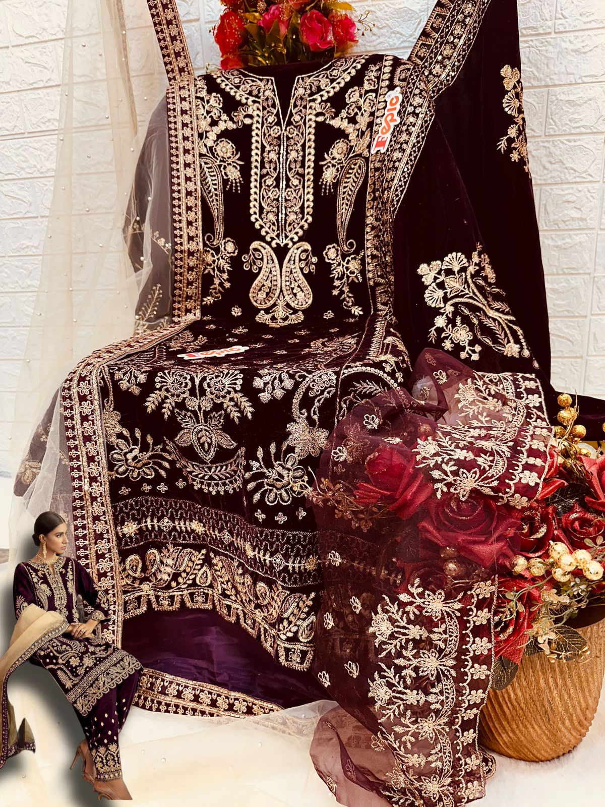 FEPIC ROSEMEEN V 17017 VELVET HEAVY EMBROIDERED PAKISTANI SUIT