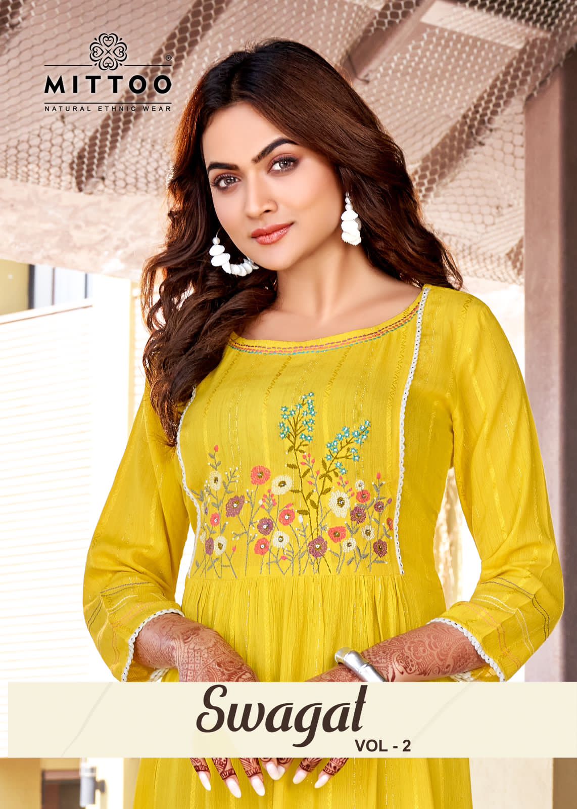 Mittoo Swagat Vol 2 Rayon Fancy Hand Works Naira Style Kurtis Wholesaler Surat