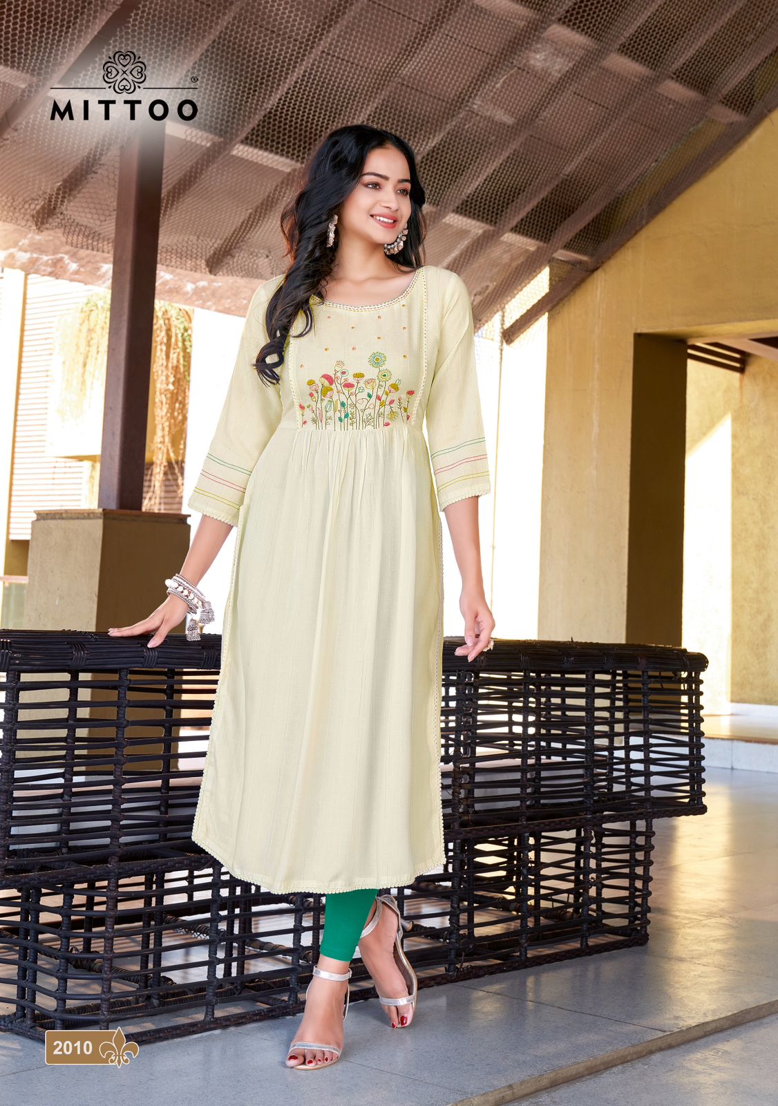 Mittoo Swagat Vol 2 Rayon Fancy Hand Works Naira Style Kurtis Wholesaler Surat