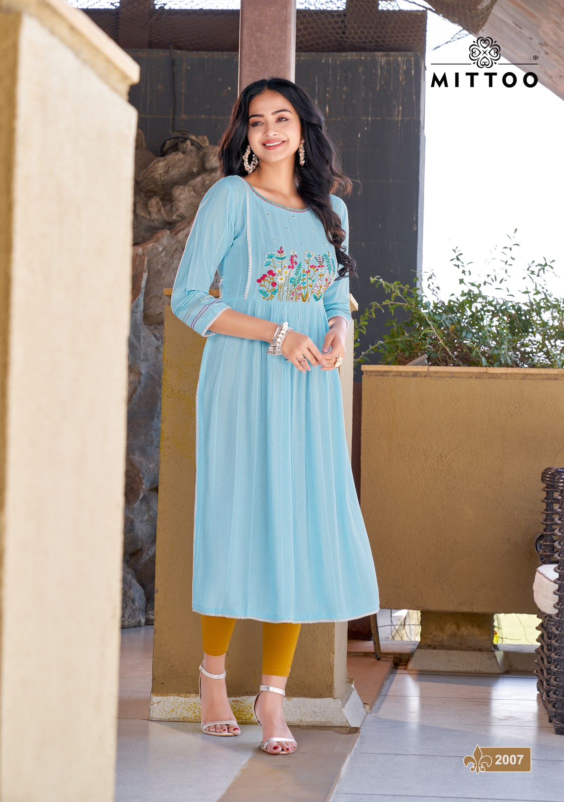 Mittoo Swagat Vol 2 Rayon Fancy Hand Works Naira Style Kurtis Wholesaler Surat