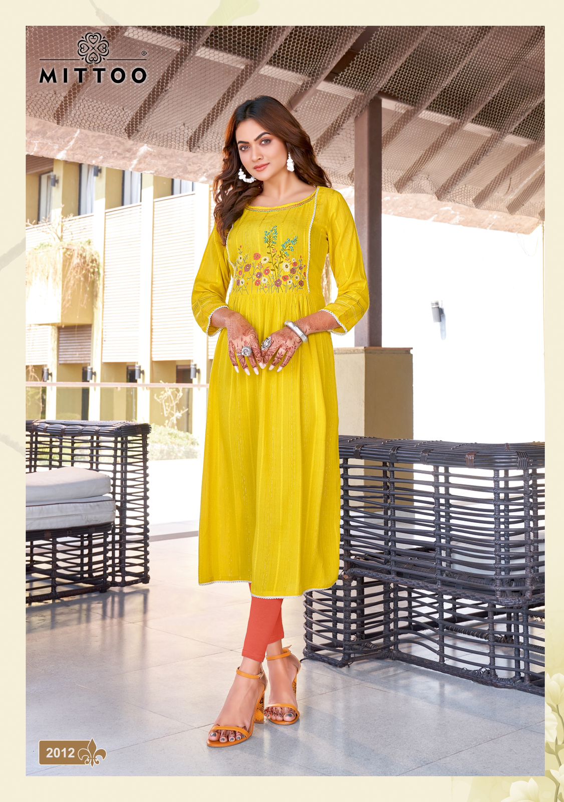 Mittoo Swagat Vol 2 Rayon Fancy Hand Works Naira Style Kurtis Wholesaler Surat