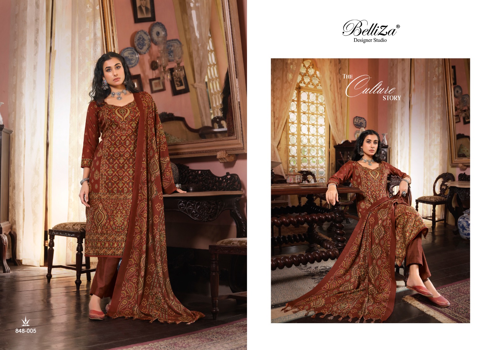 BELLIZA DESIGNER STUDIO CASHMERA KAANI WOOLEN PASHMINA SUIT