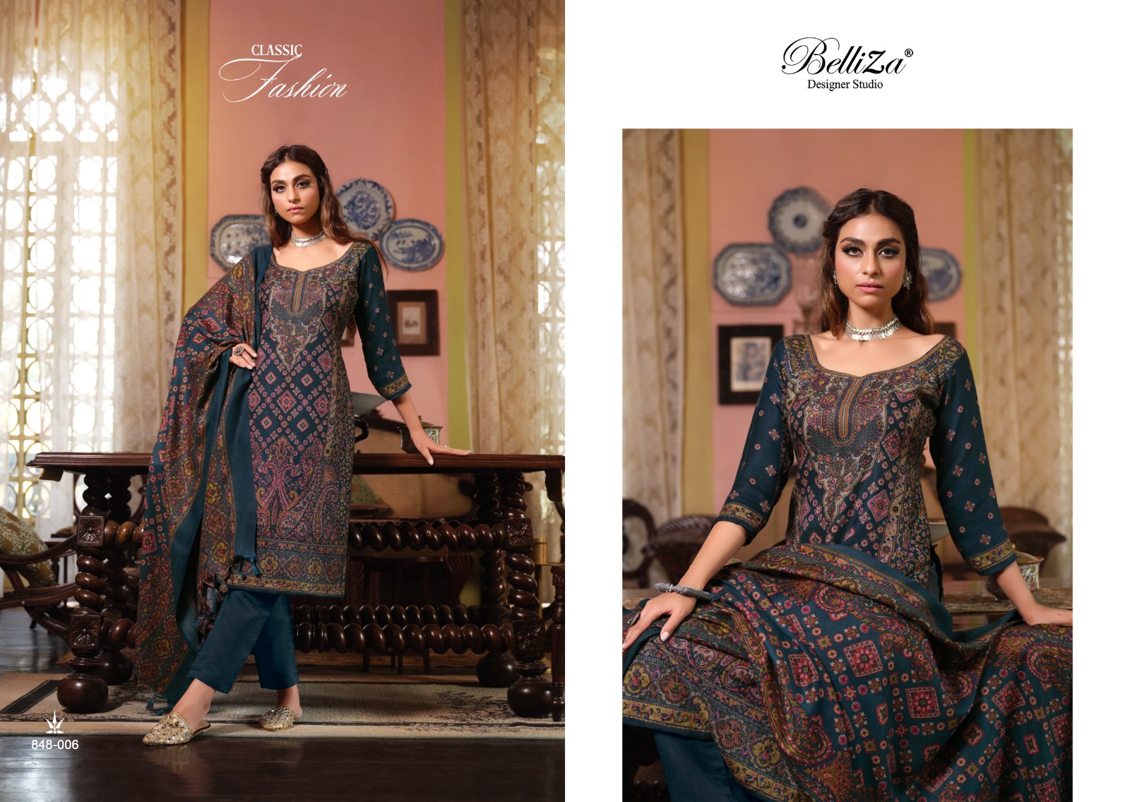 BELLIZA DESIGNER STUDIO CASHMERA KAANI WOOLEN PASHMINA SUIT