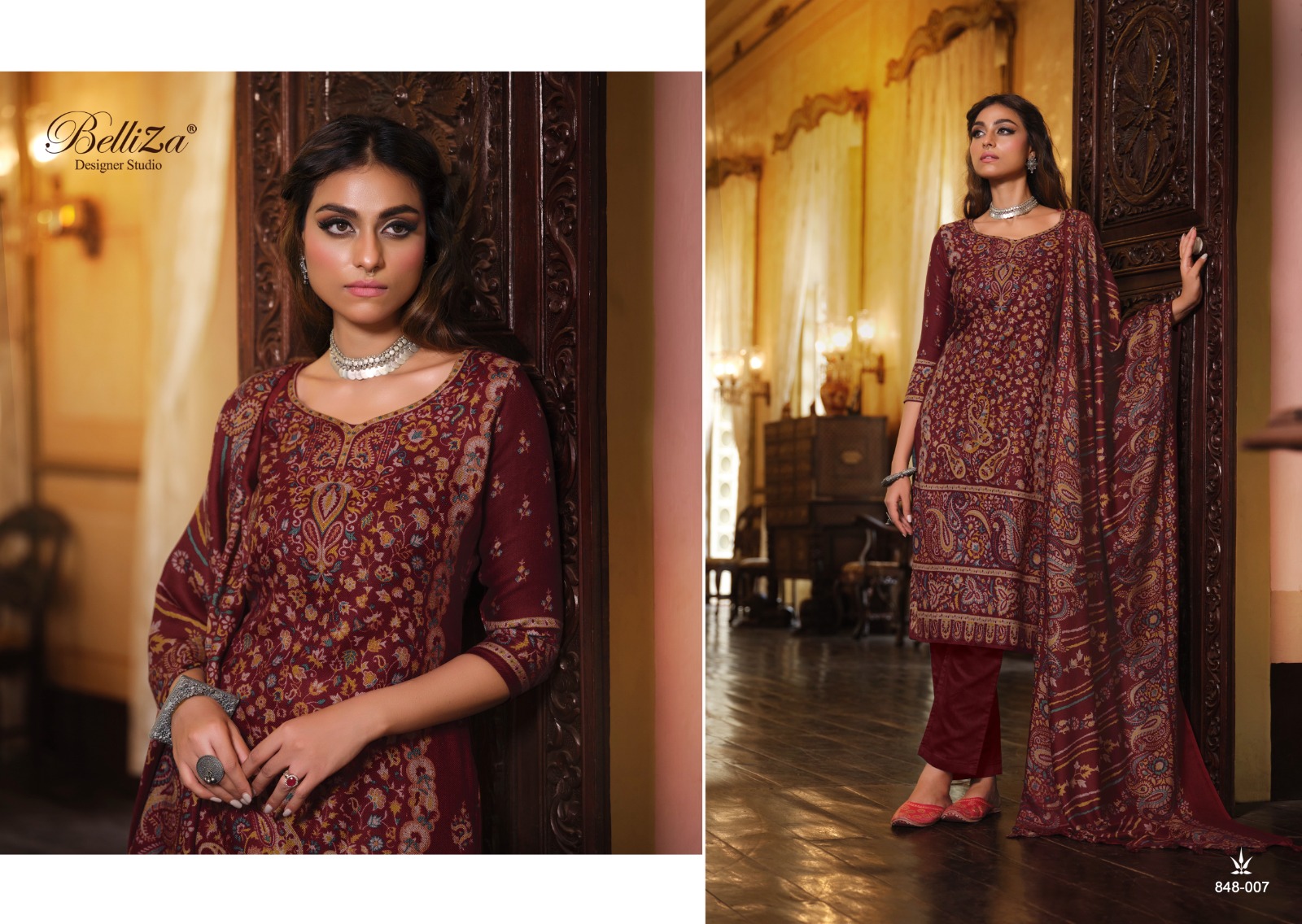 BELLIZA DESIGNER STUDIO CASHMERA KAANI WOOLEN PASHMINA SUIT