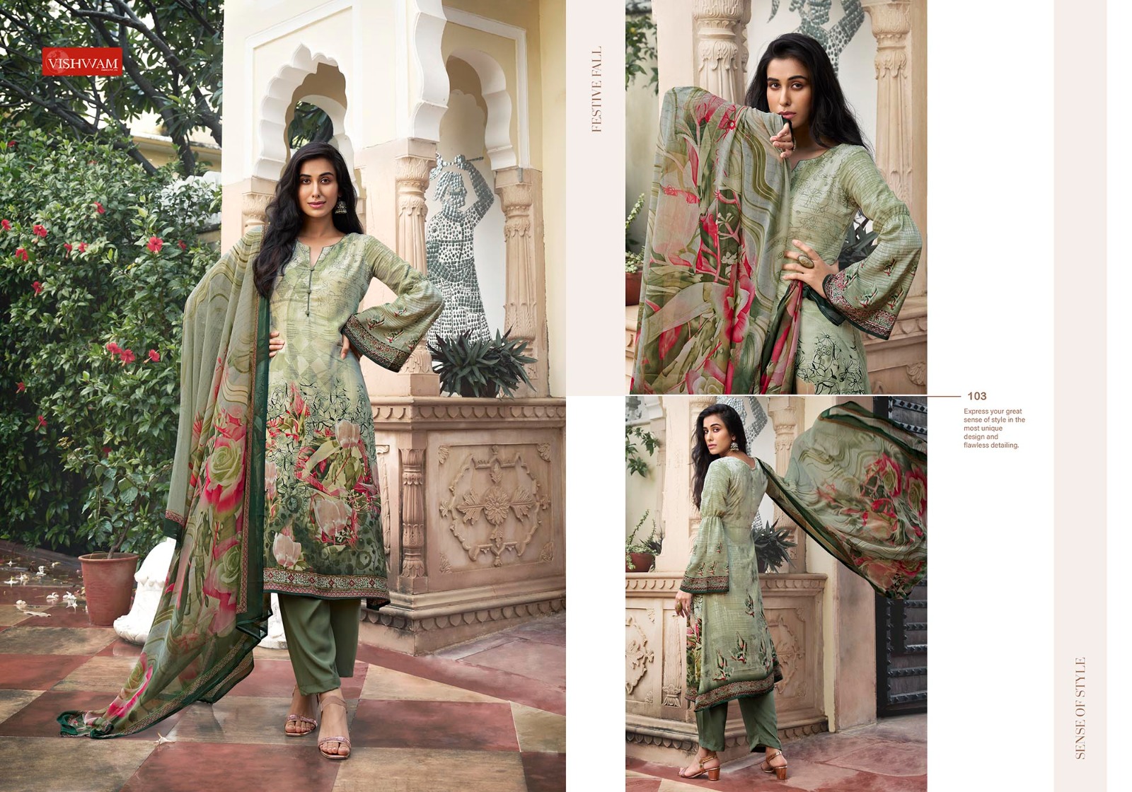 VISHWAM FABRICS ESPRESSO DIGITAL PRINT CREPE SUIT