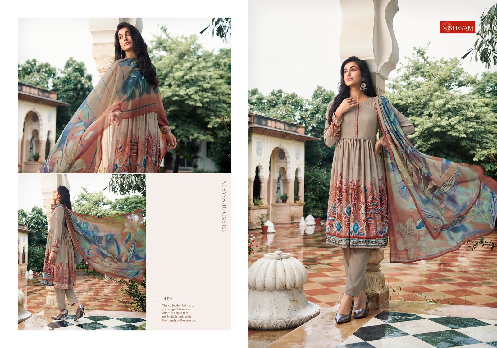 VISHWAM FABRICS ESPRESSO DIGITAL PRINT CREPE SUIT